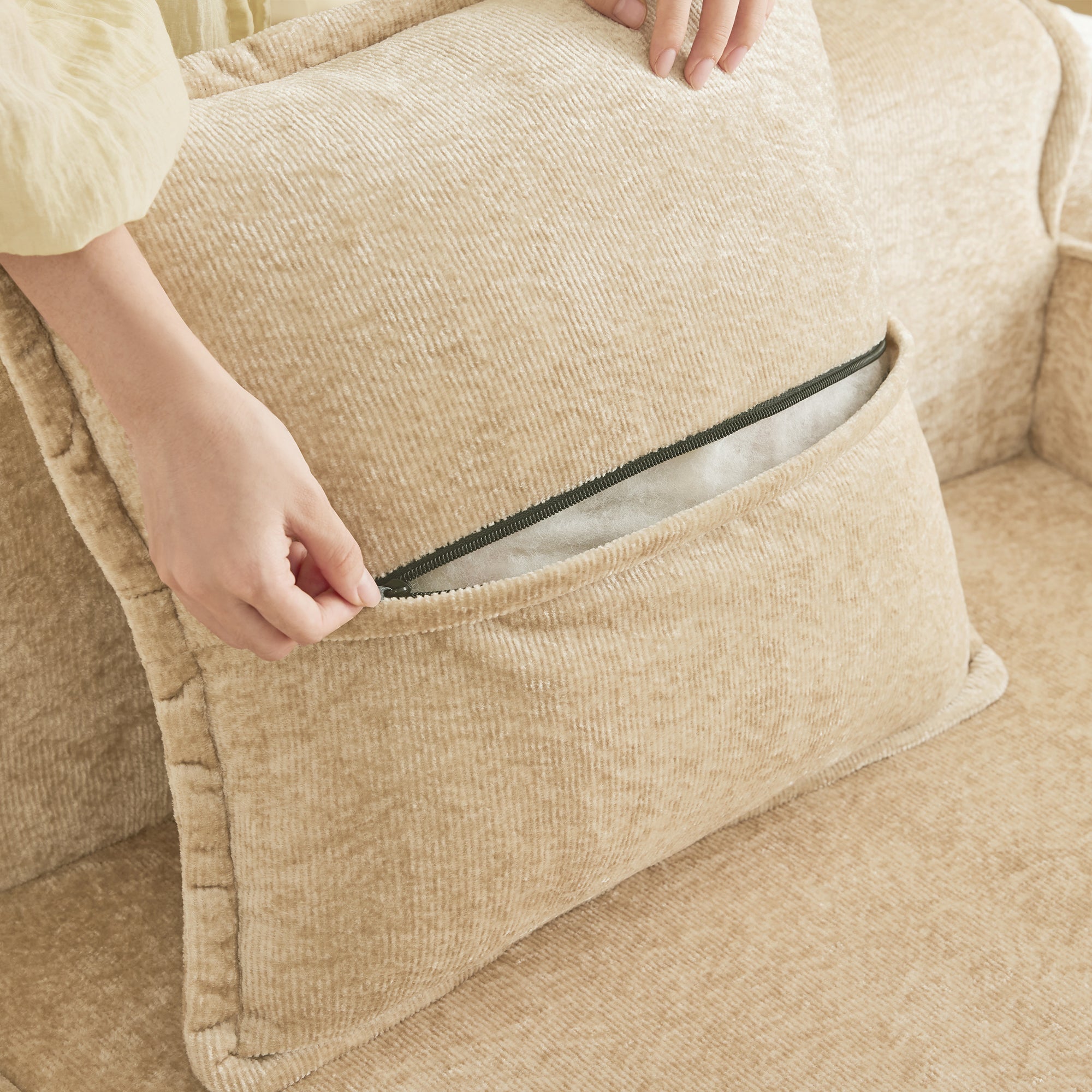 Seneca 3-Seat Boneless Couch in Camel #Color_Camel