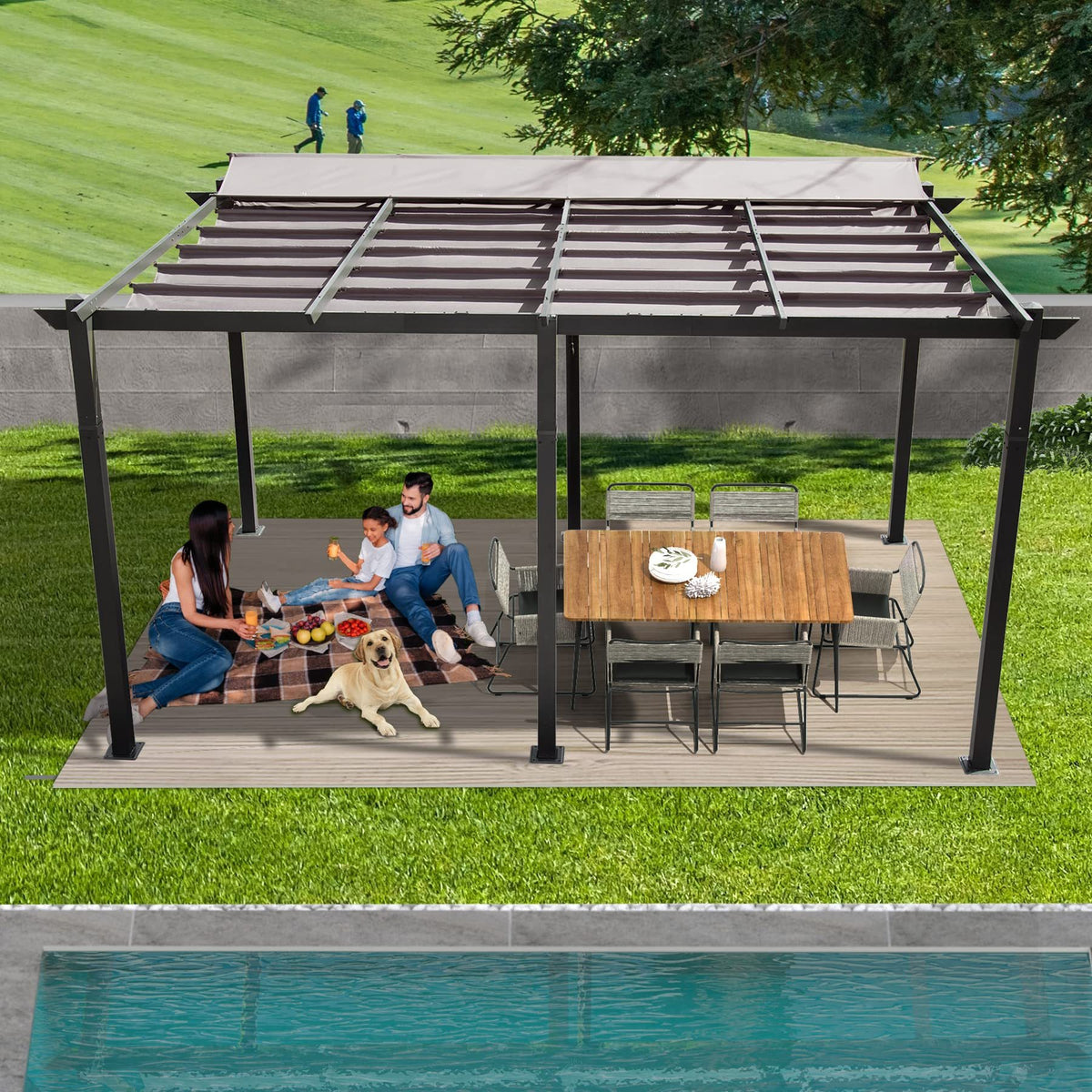 11x16 ft Dark Gray Aluminum Pergola