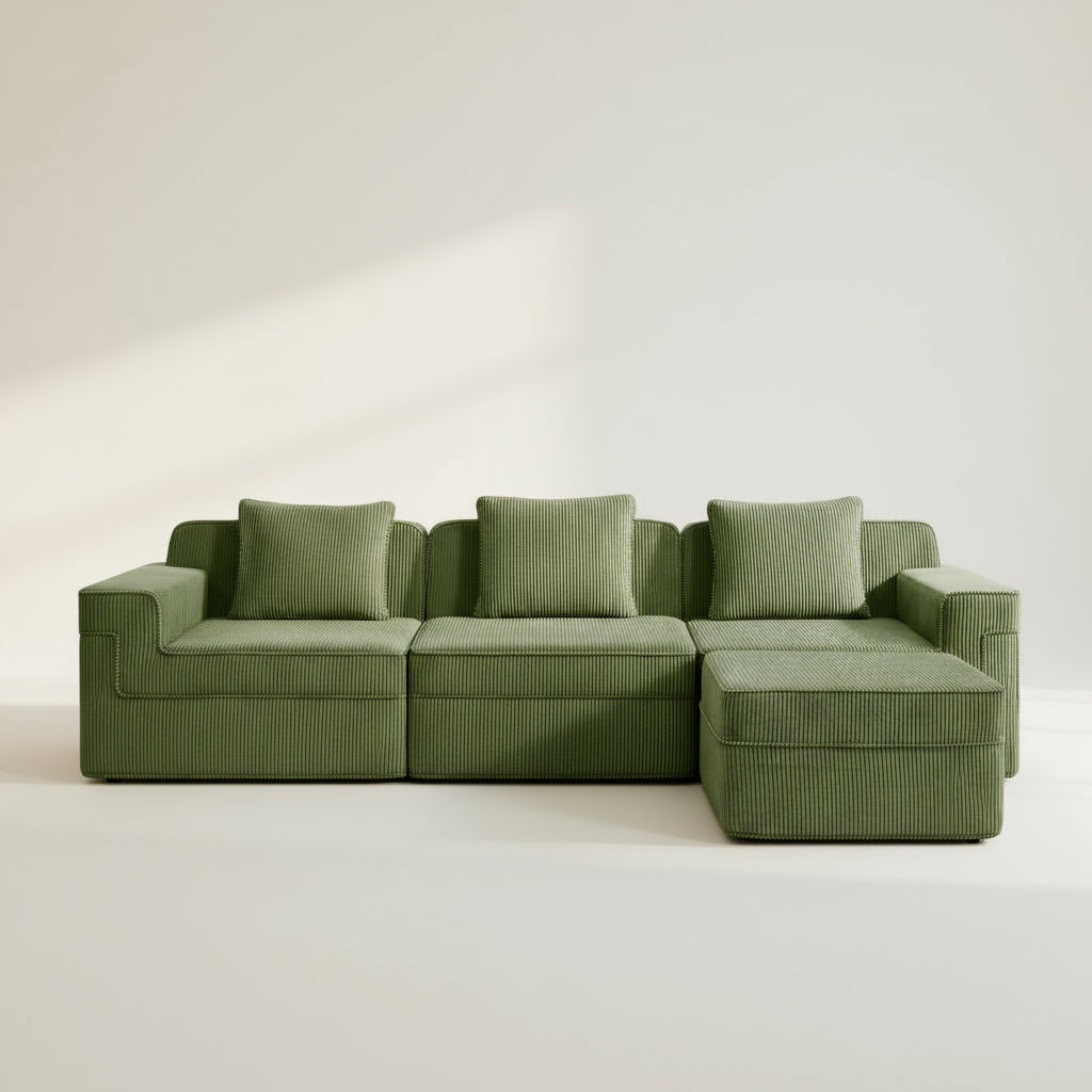 Hudson 3-Seat Boneless Couch in Olive with 1 ottoman #OttOnly_1 #Color_Olive