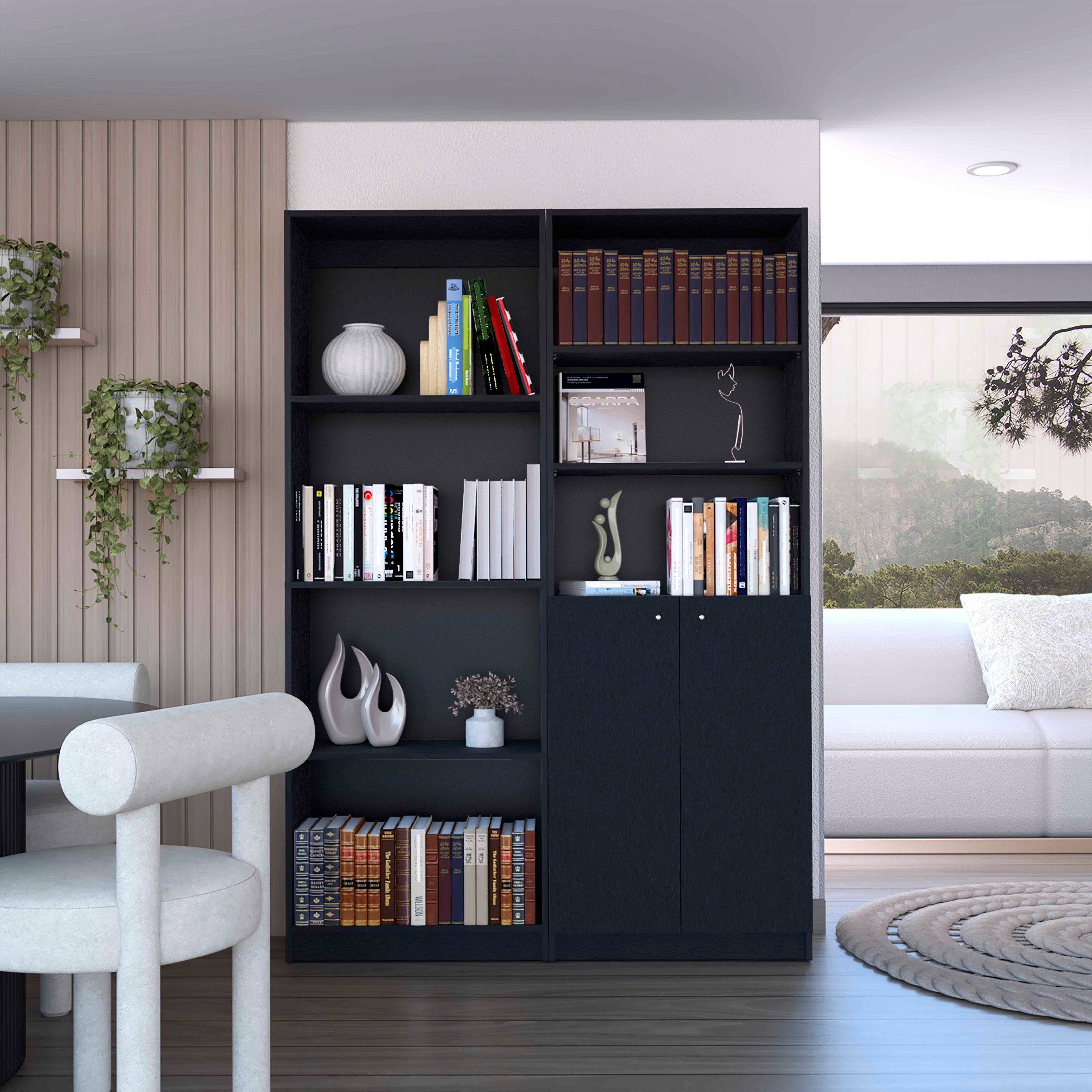 Bookcase, 9 Shelves, 71.1 in Tall, Black