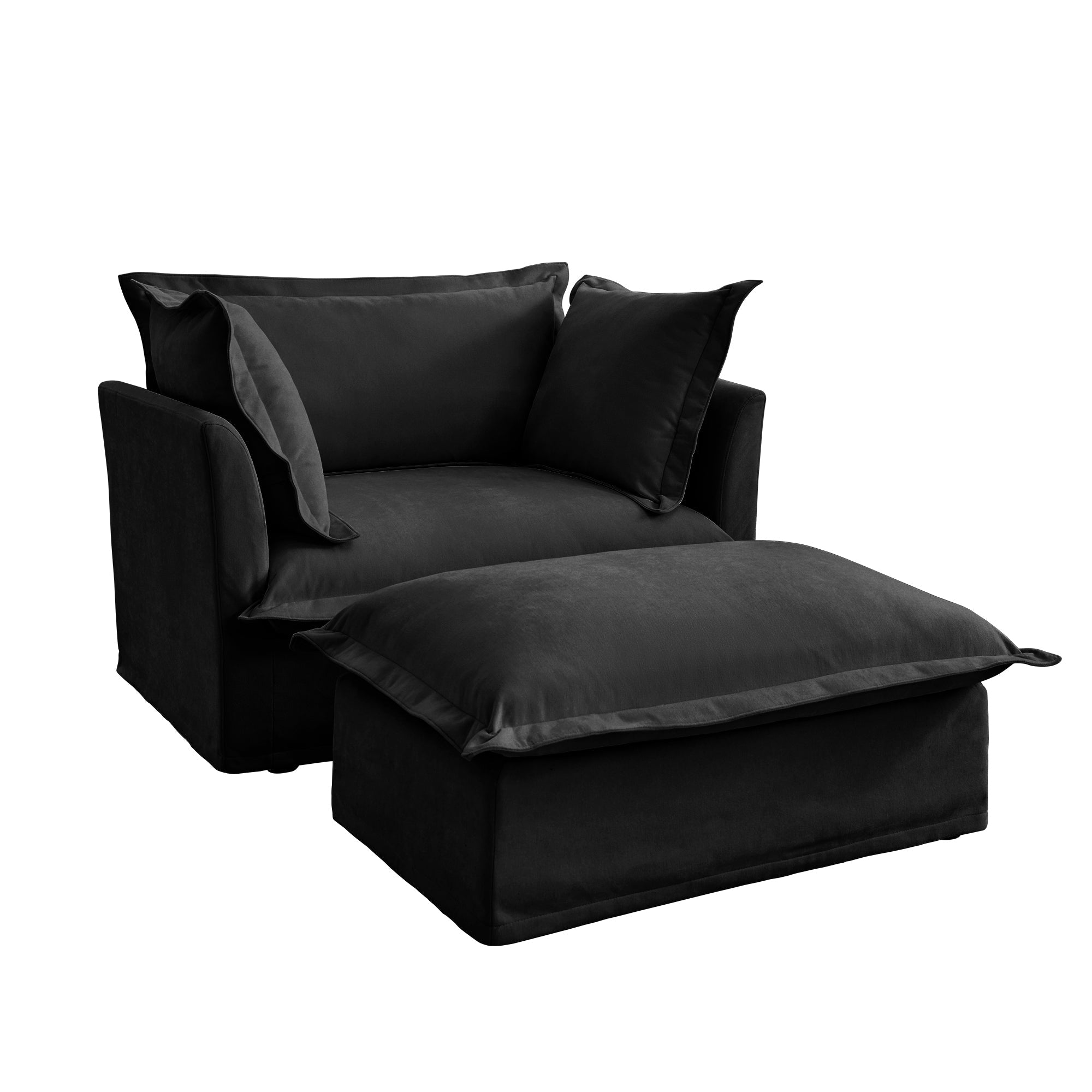 Fluffy Lounge Chair in Chenille Black #Fabric_Chenille Black
