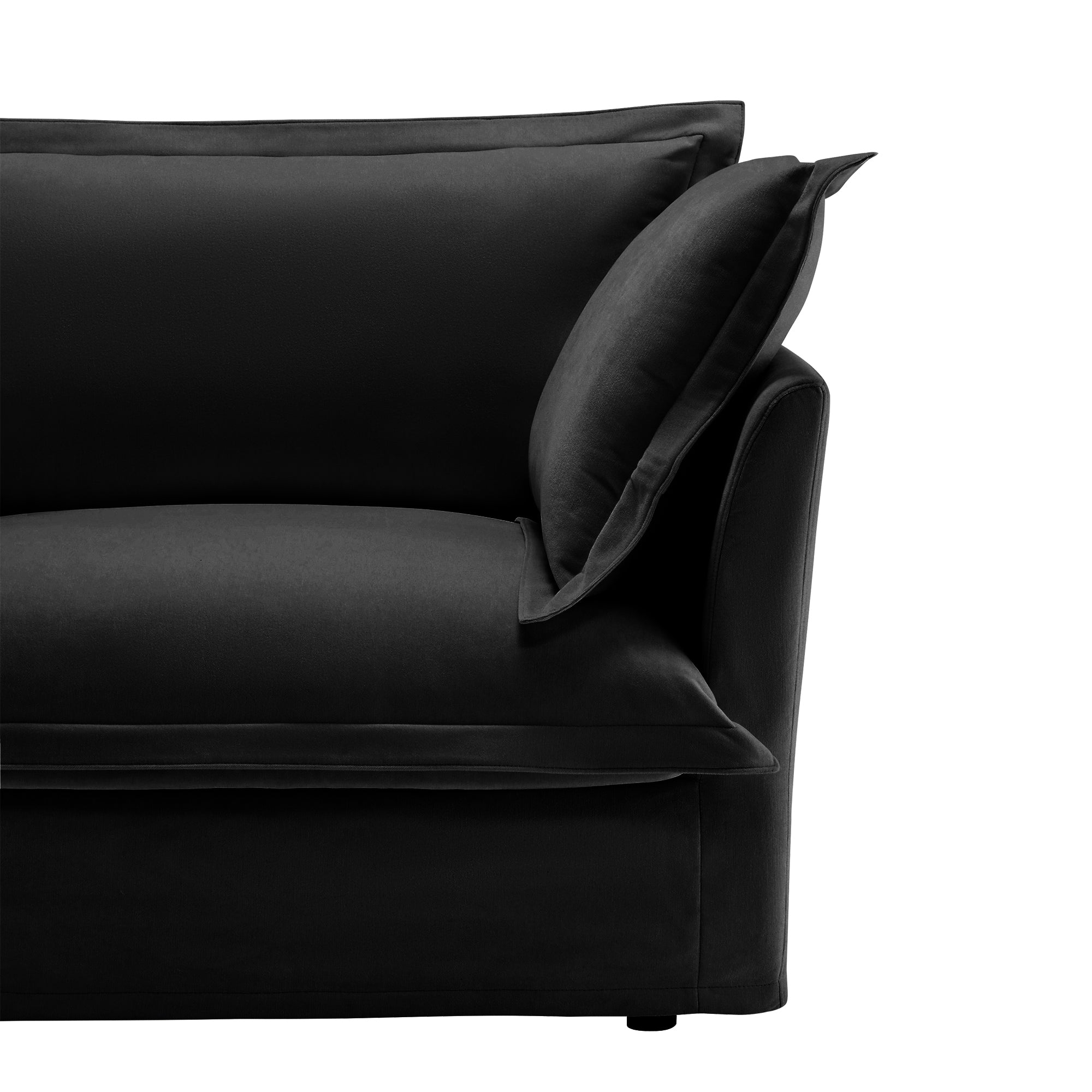 Fluffy Ottoman in Chenille Black #Fabric_Chenille Black
