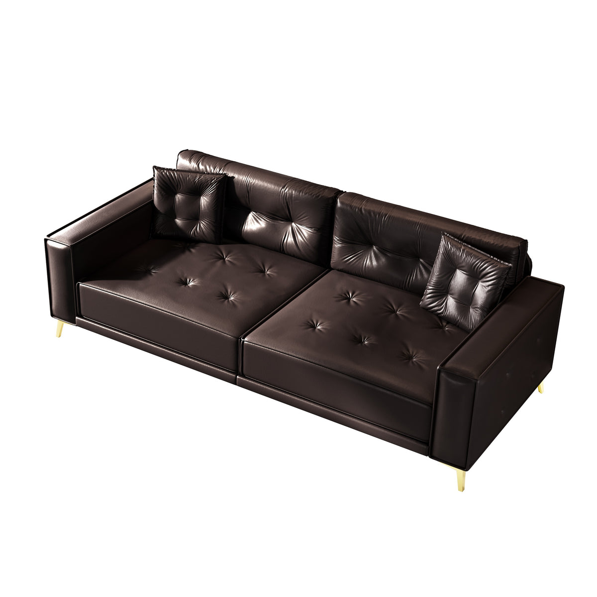 Dark Brown Tufted Vegan Leather 4-Seat King Sleeper Sofa, 92.1 in Wide