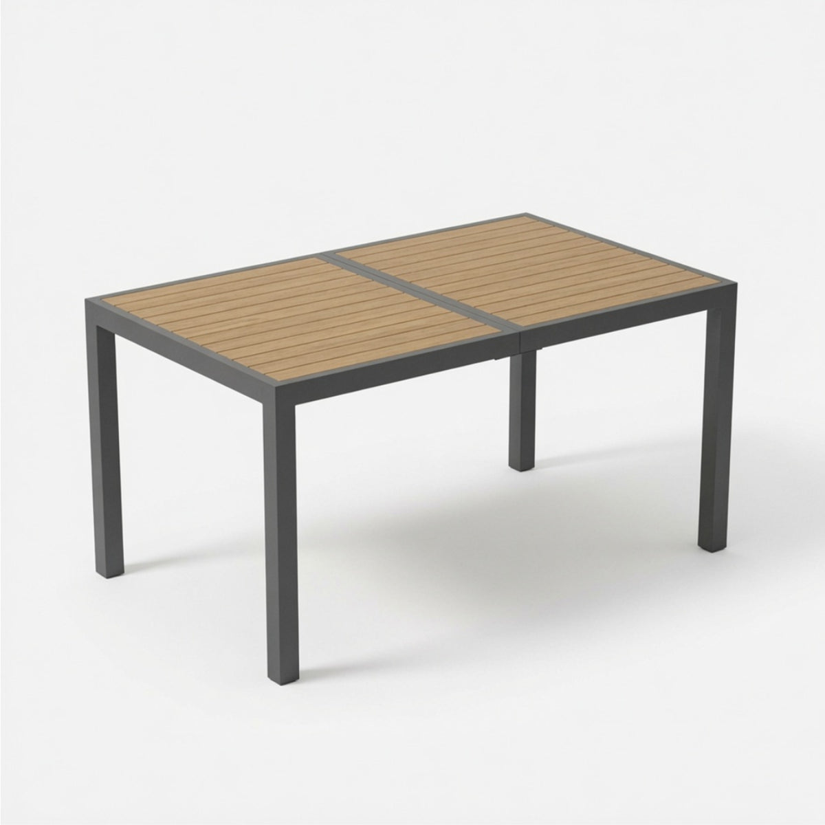 Gray Aluminum Rectangular Outdoor Dining Table, 59 in Wide
