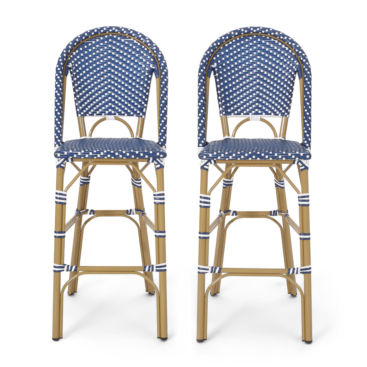Aluminum Outdoor Bar Stool, Set of 2, 46 in Tall, 29.5 in Seat Height