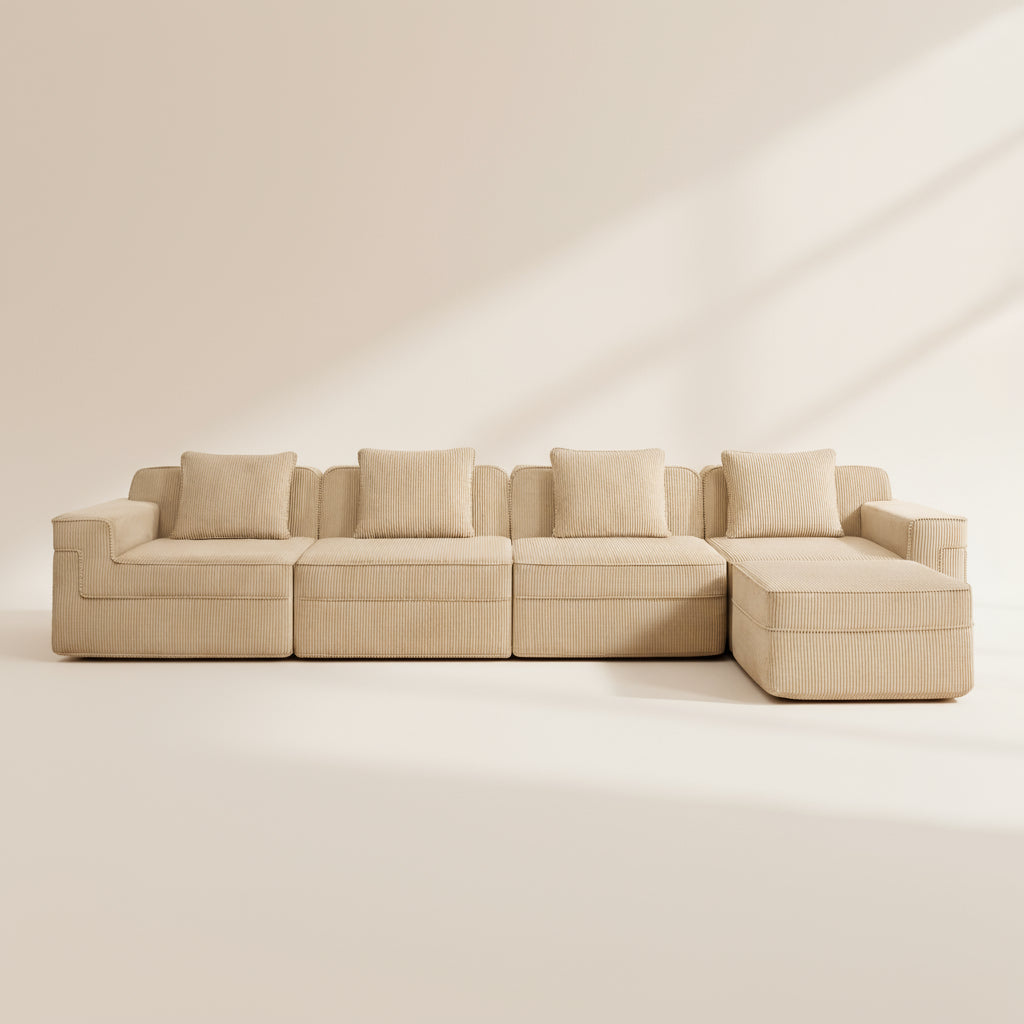 Hudson 4-Seat Boneless Couch in Camel with 1 ottoman #OttOnly_1 #Color_Camel