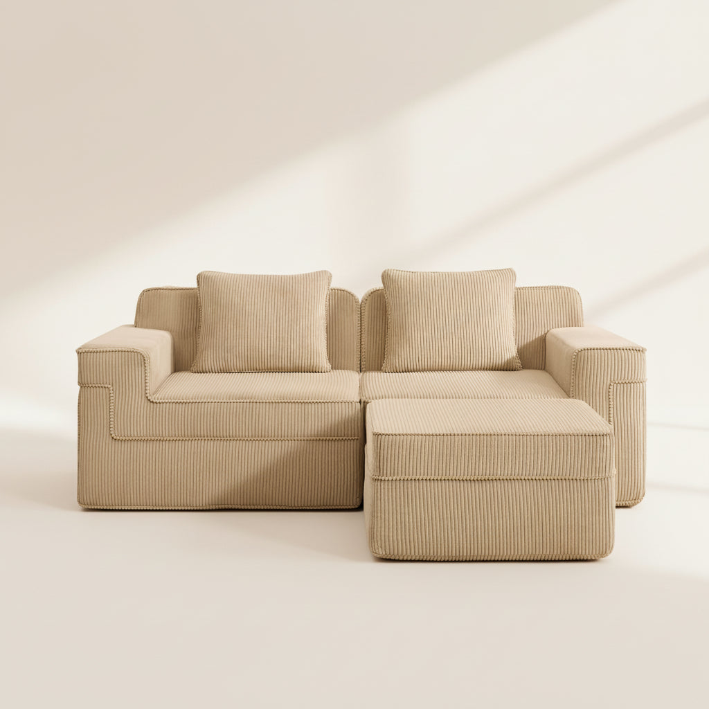 Hudson 2-Seat Boneless Couch in Camel with 1 ottoman #OttOnly_1 #Color_Camel