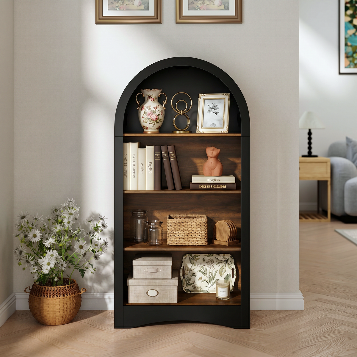 Storage Cabinet, 4 Shelves, 47.2 in Tall, Black