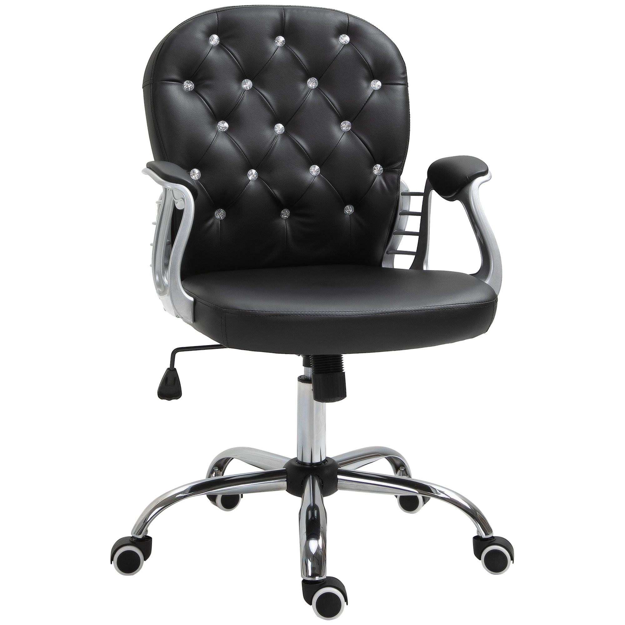Black Vegan Leather Office Chair, Height Adjustable