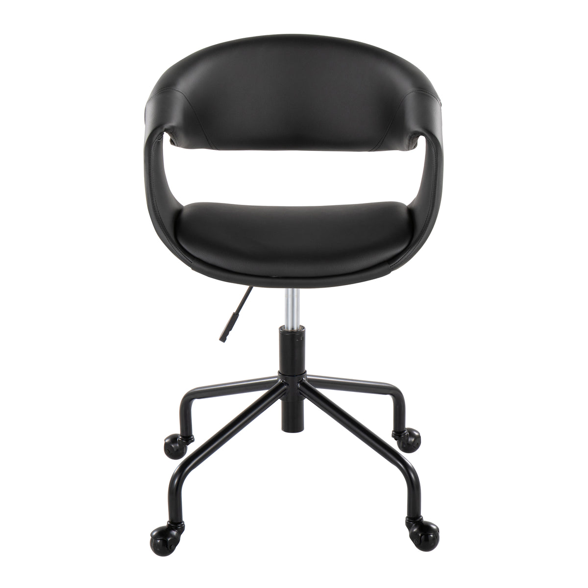 Black Vegan Leather Office Chair, Swivel, 250 lb