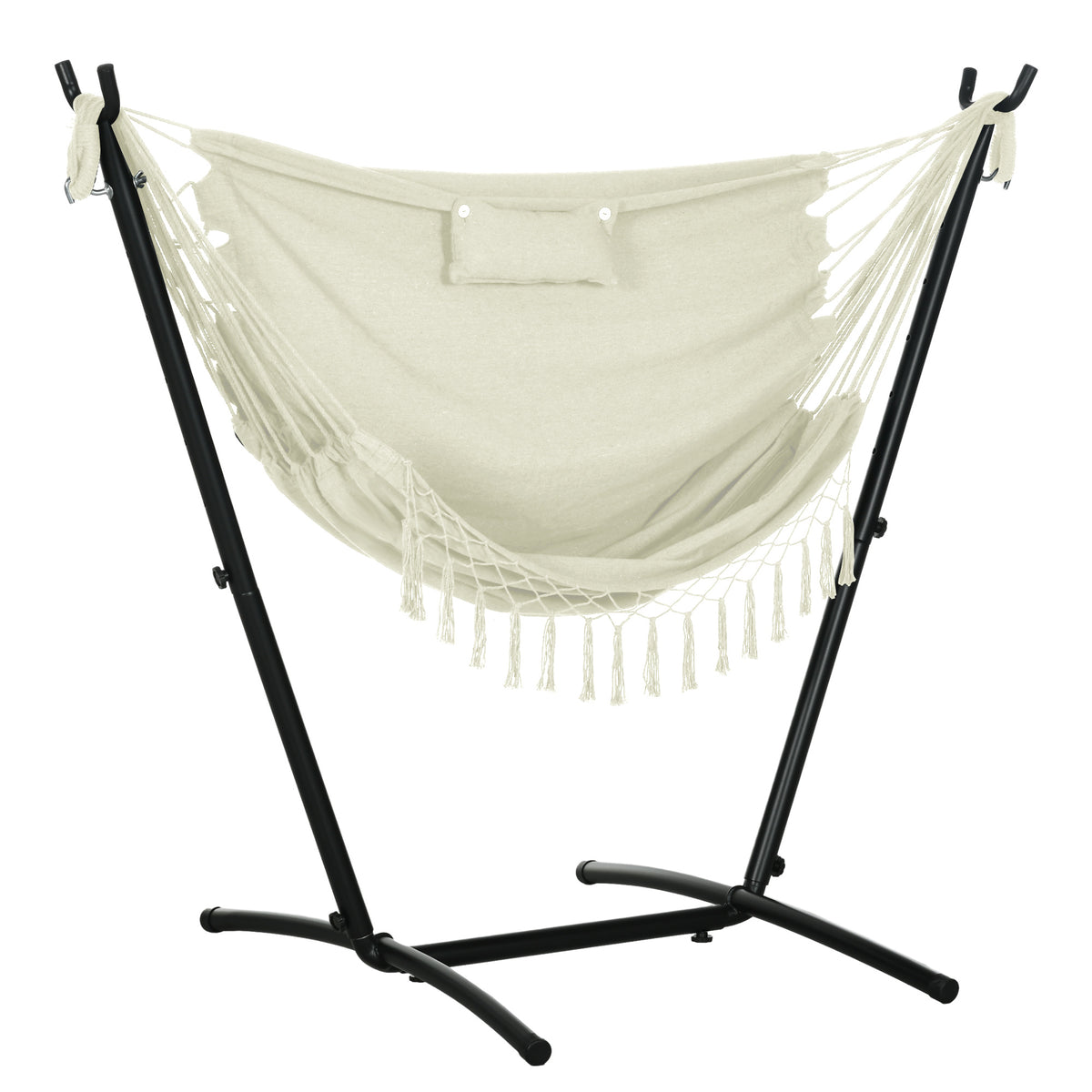 White Metal Hammock Chair with Stand, with Headrest