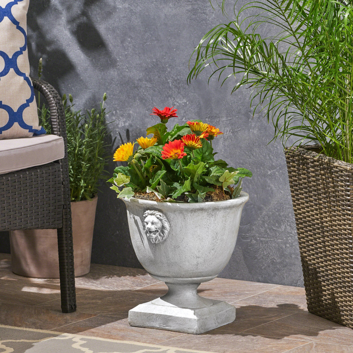 White Outdoor Planter, 13 in Tall