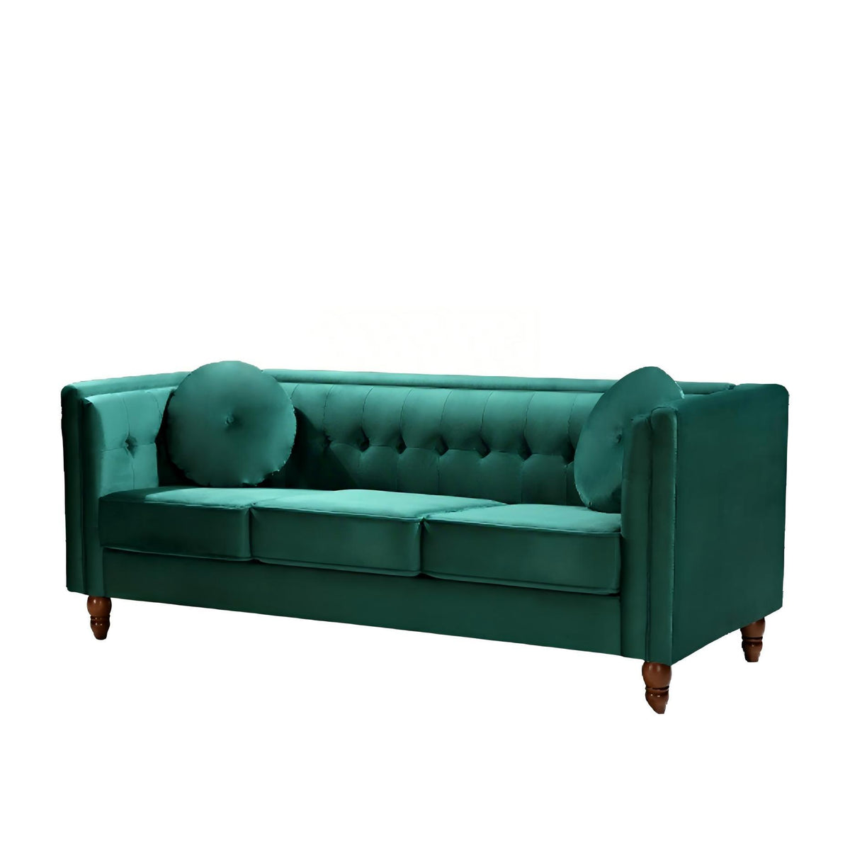 Green Velvet 3-Seat Tufted Chesterfield Sofa, 80.7 in Wide