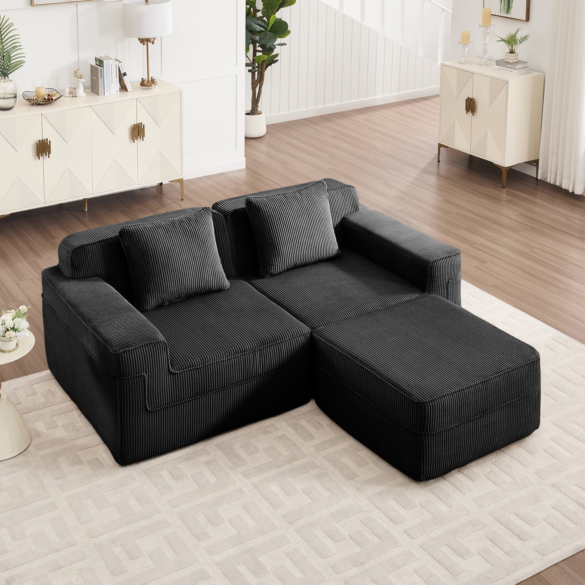 Hudson 2-Seat Boneless Couch in Black #OttOnly_1 #Color_Black
