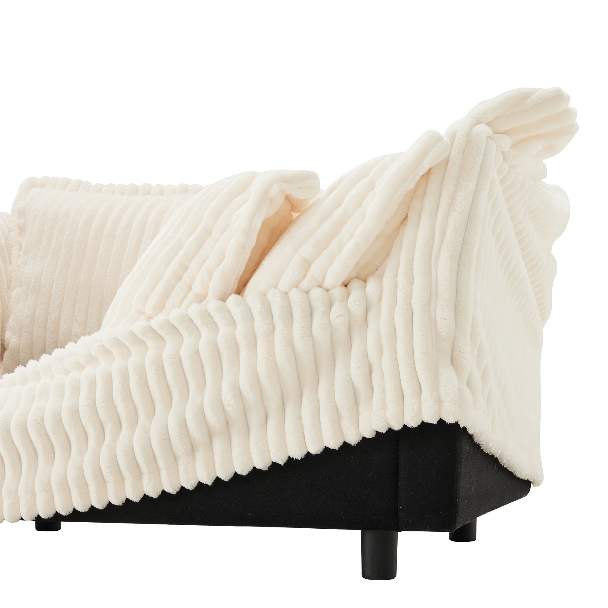 Fluffy 2-Seat Modular Sofa in Corduroy Cream #Fabric_Corduroy Cream
