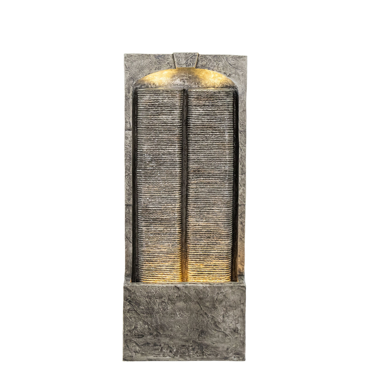 Gray Resin Outdoor Water Fountain, 39.4 in Tall, 7.9 in Deep