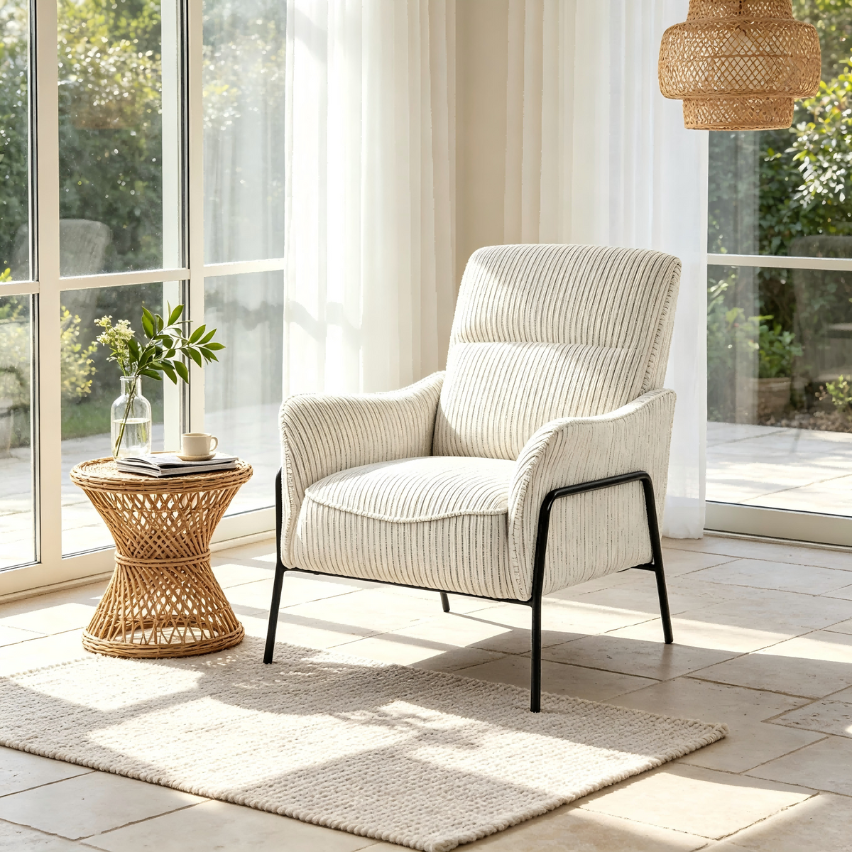 Cream Accent Chair, 27.1 in Wide