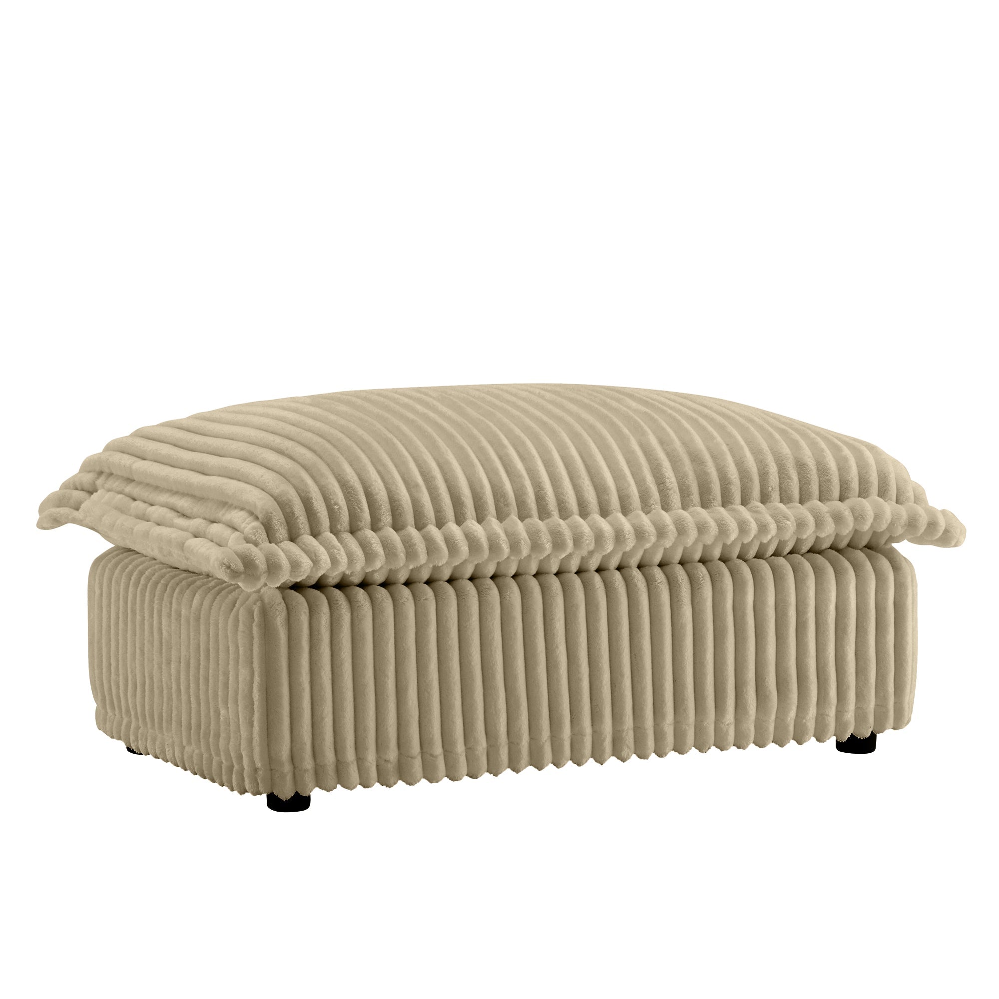 Fluffy Ottoman in Corduroy Camel #Fabric_Corduroy Camel