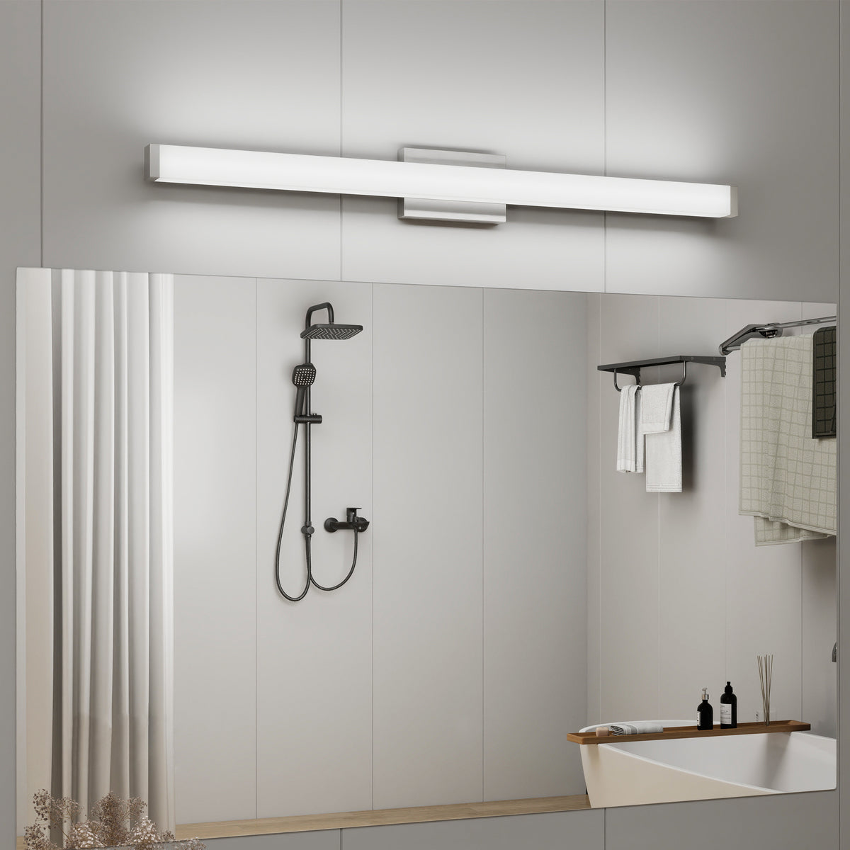 Chrome LED Vanity Light, 41 in, Acrylic Shade