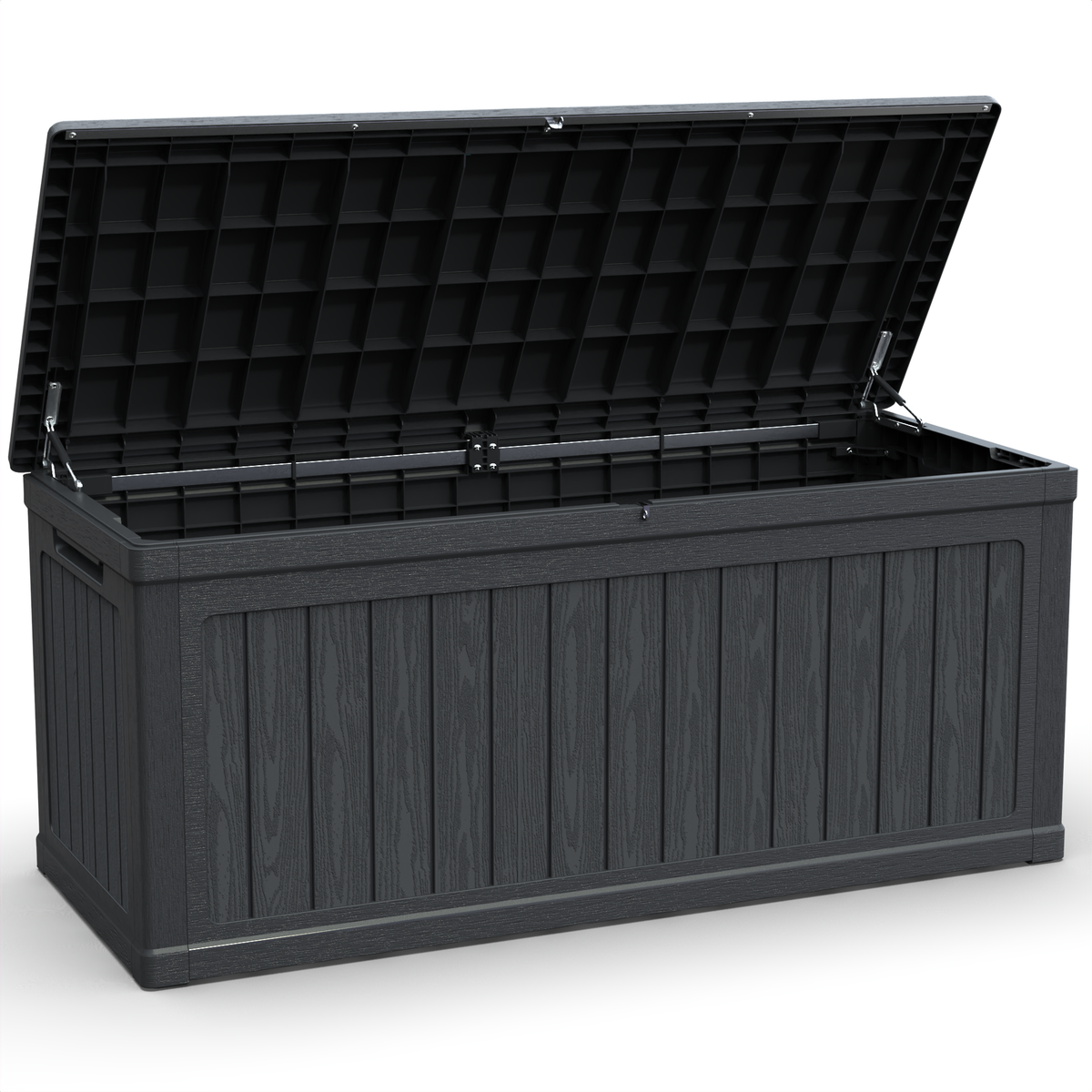 260 Gallon Black Resin Deck Box Lockable, 34 in Tall