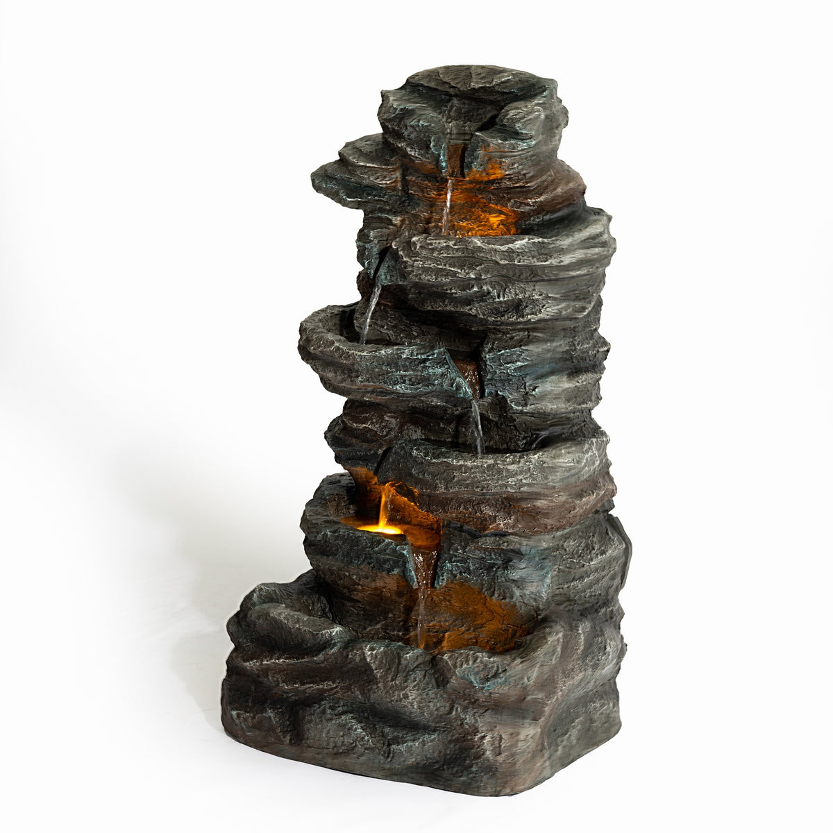 Gray Resin Outdoor Water Fountain, 35 in Tall