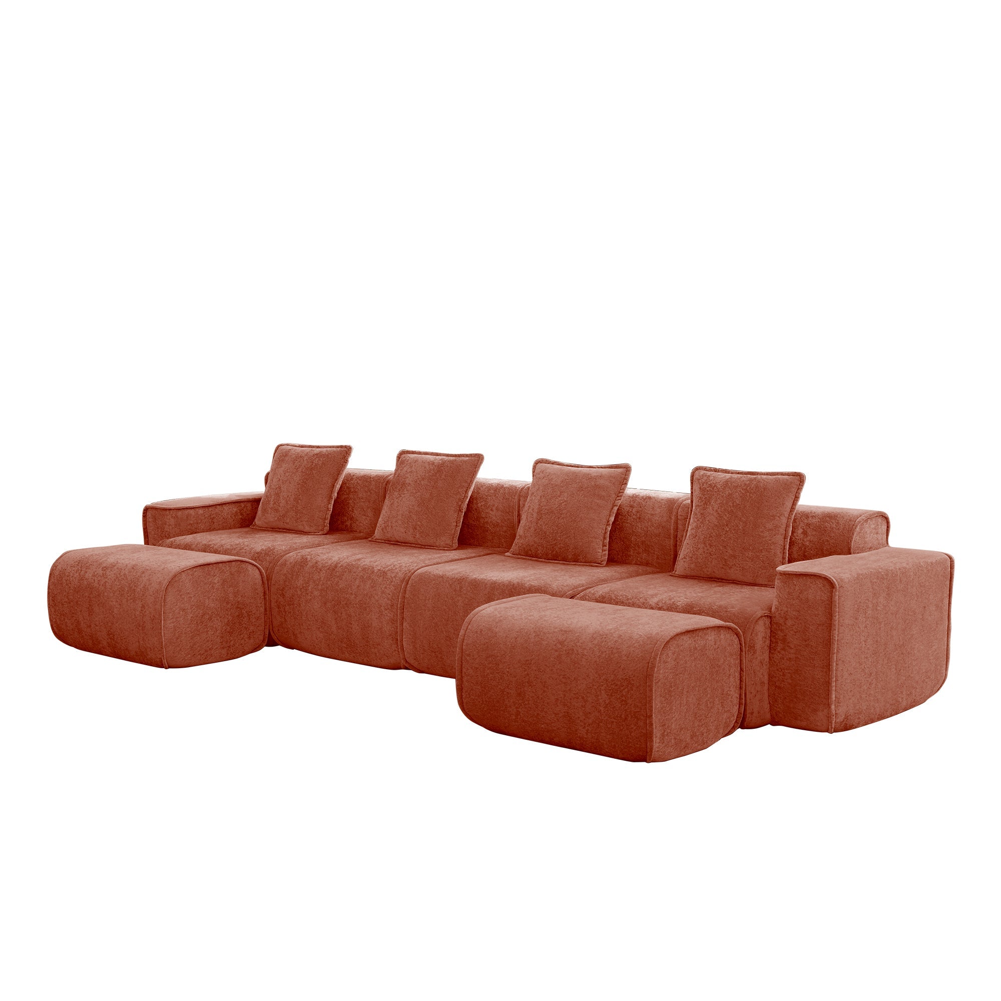 Seneca 4-Seat Boneless Couch in Terracotta #OttOnly_2 #Color_Terracotta