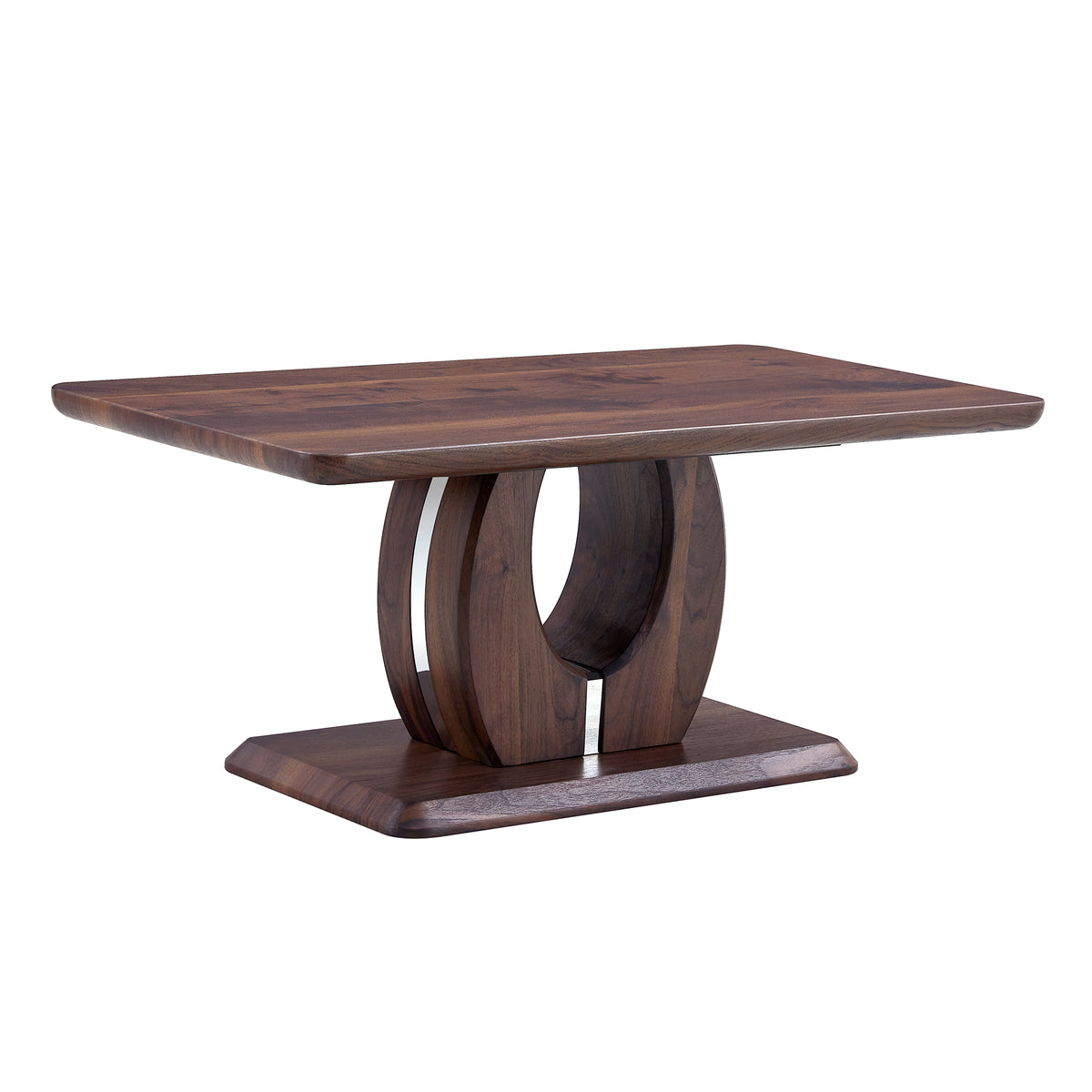 Walnut Rectangular Pedestal Coffee Table, 43.3 in