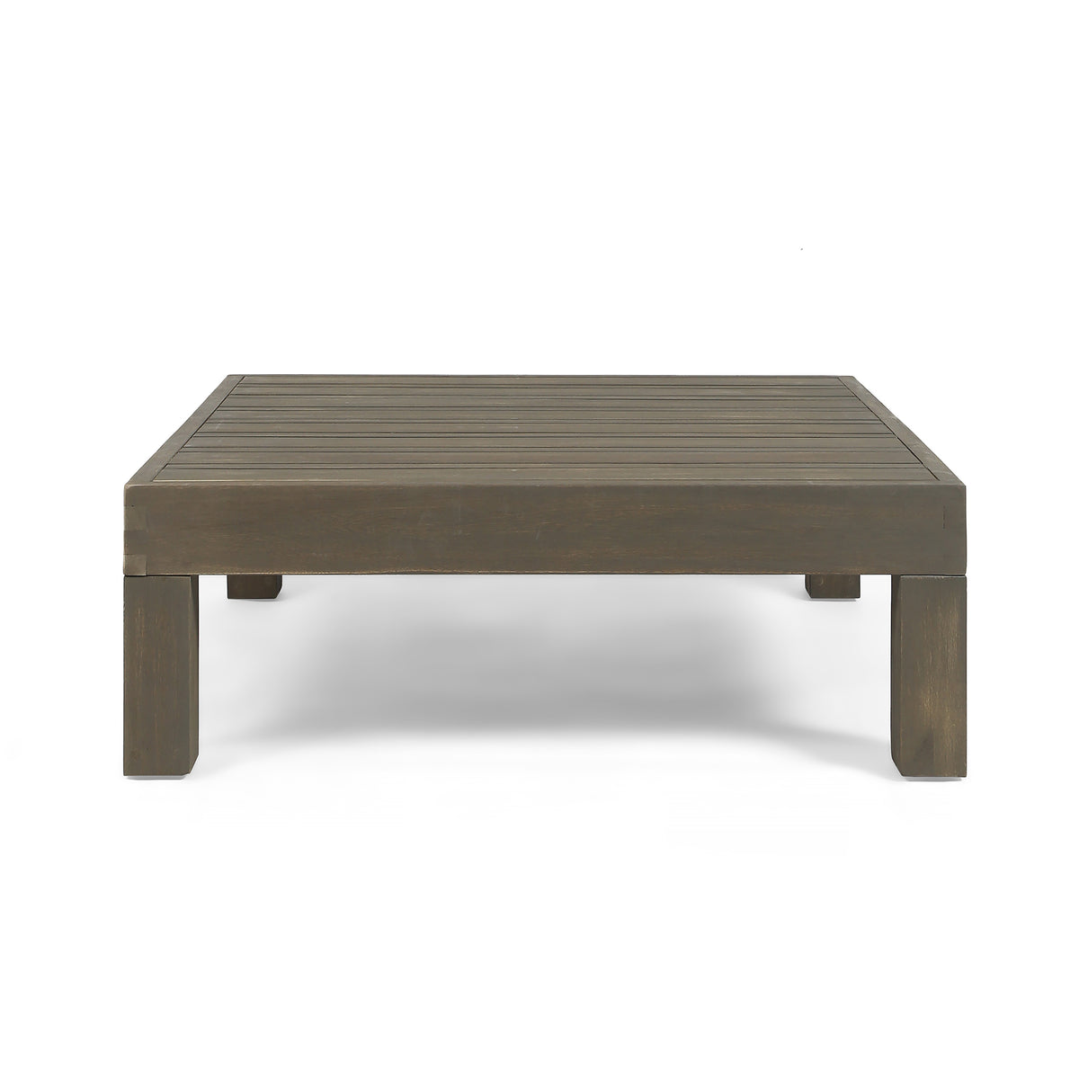 Gray Acacia Wood Slatted Square Coffee Table, 29.5 in