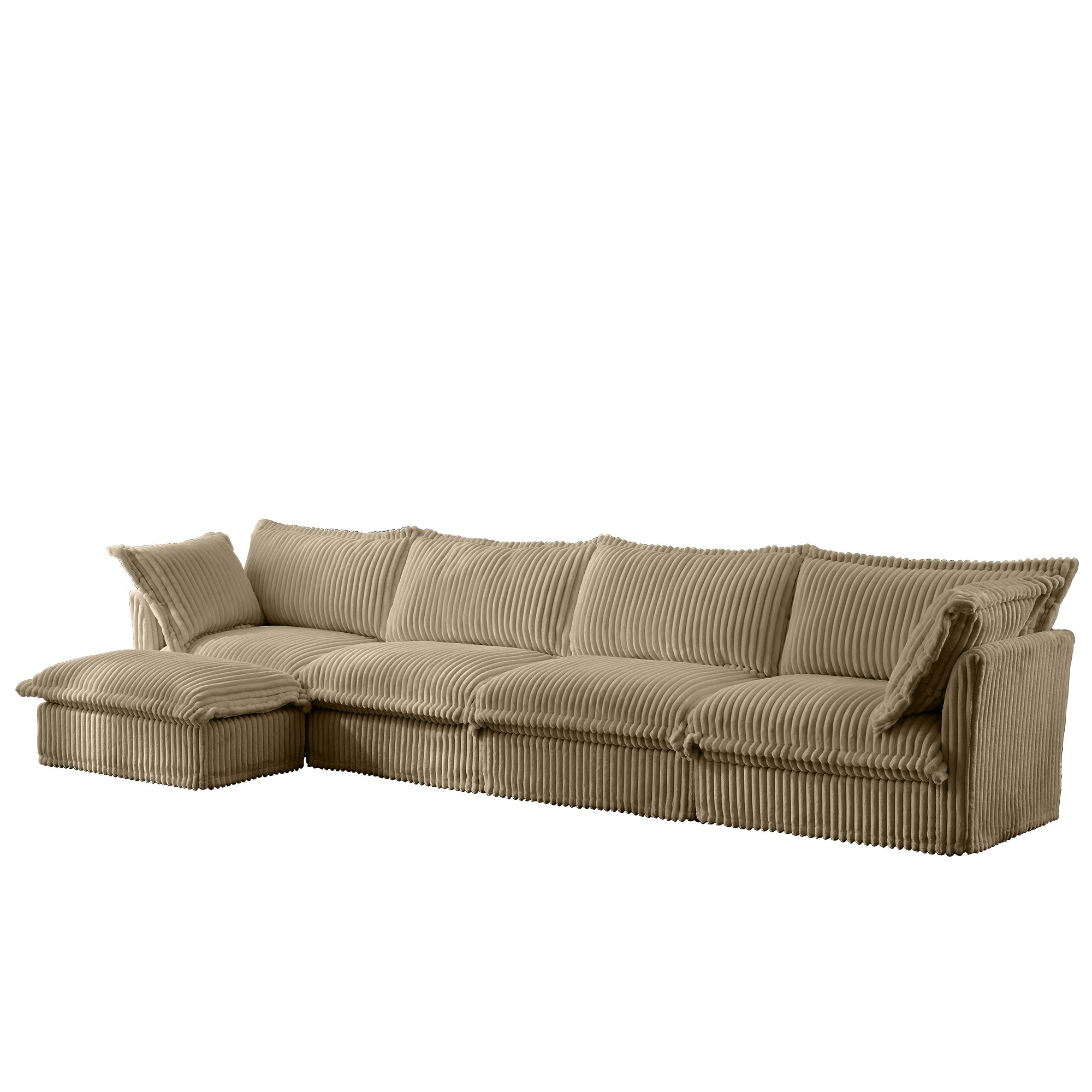 Fluffy 4-Seat Modular Sofa in Corduroy Camel #OttOnly_1 #Fabric_Corduroy Camel