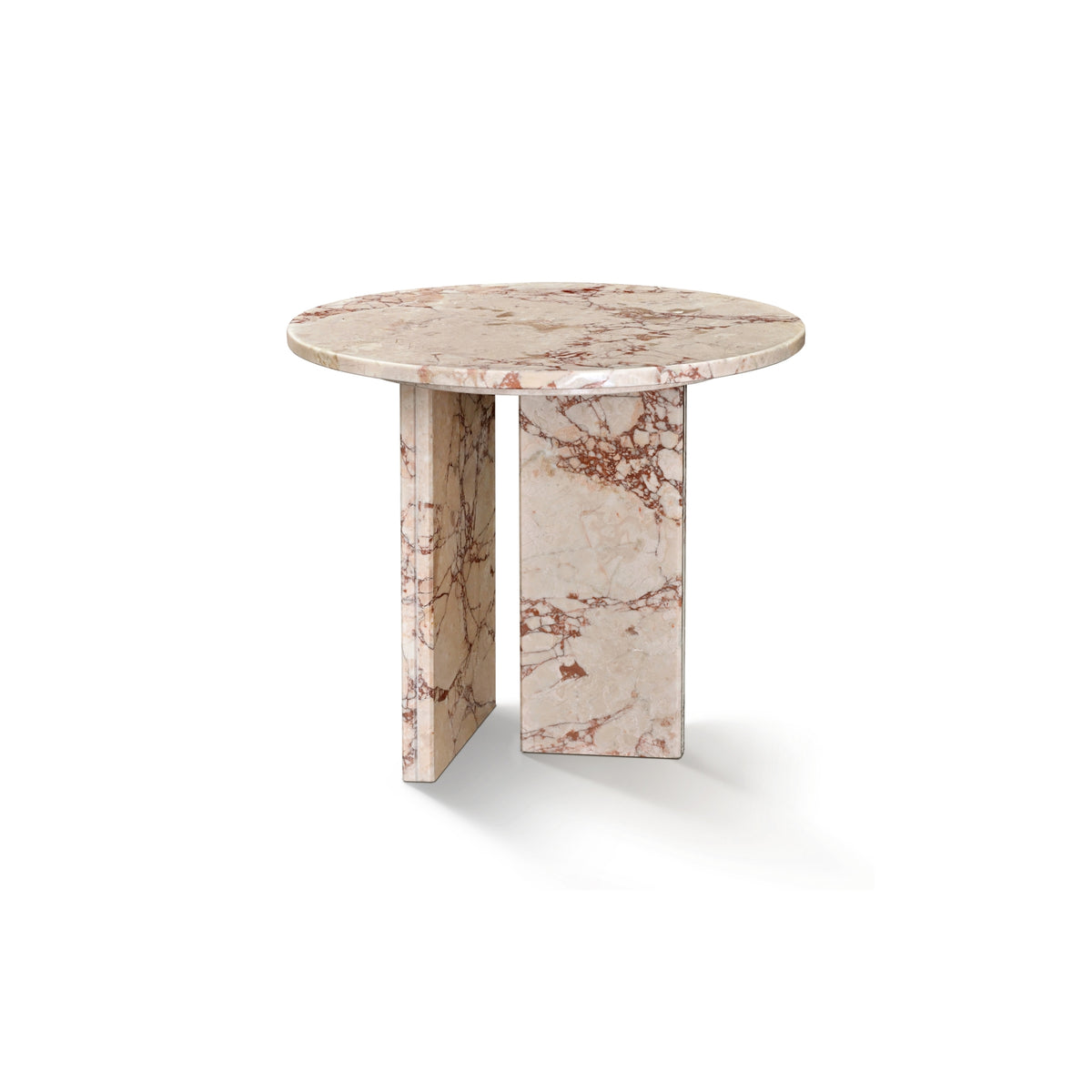 Pink Natural Marble Round Side Table, 17.7 in