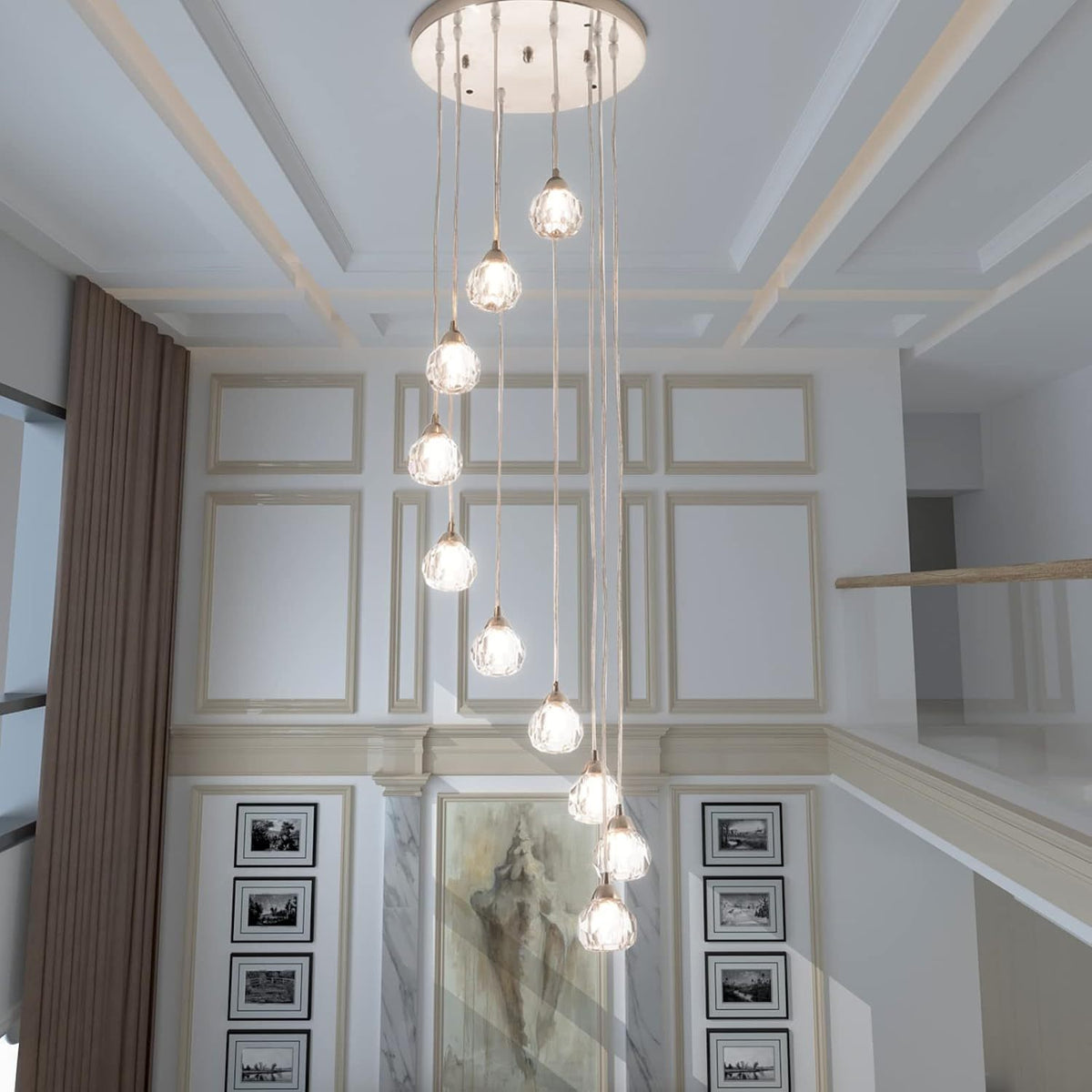 Nickel Modern Crystal Chandelier, 16 in, Glass and Metal