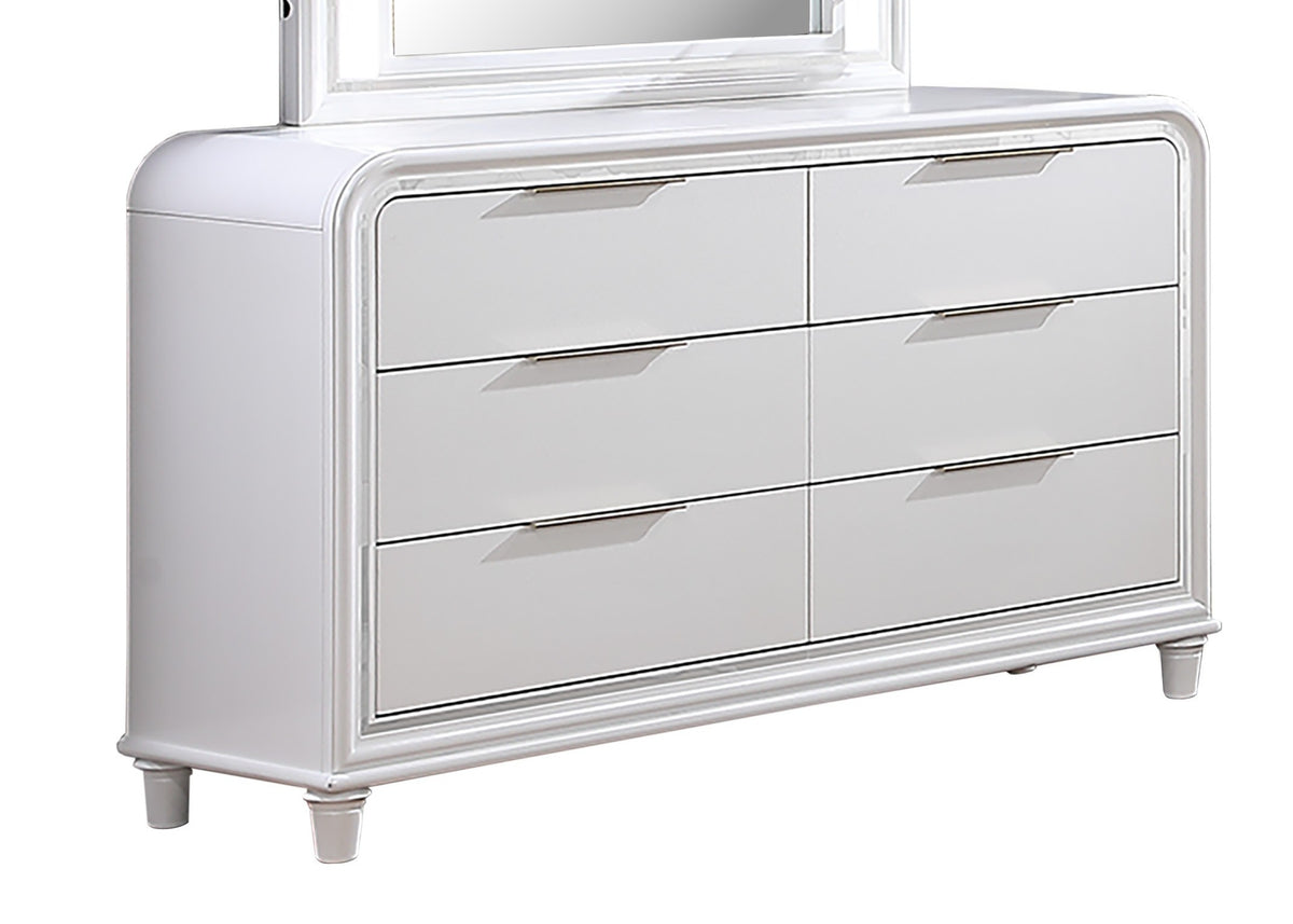 White 6-Drawer Dresser, 62 in Wide Bedroom Storage
