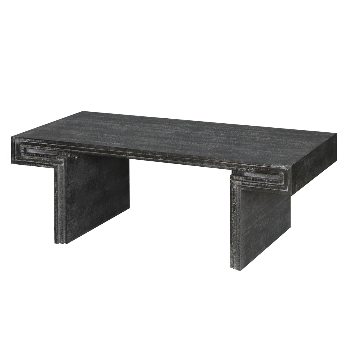 Black Distressed Wood Rectangular Coffee Table, 48 in