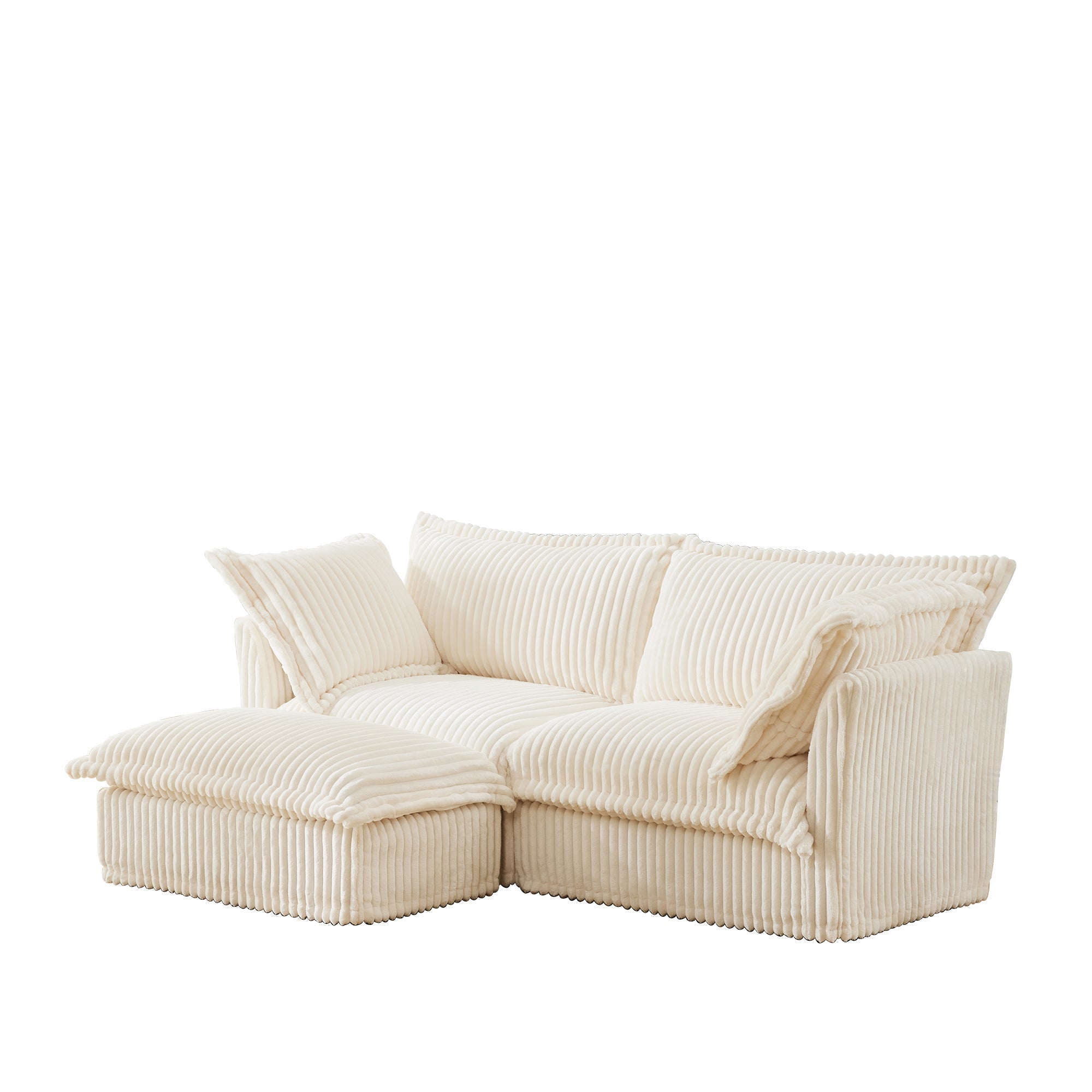 Fluffy 2-Seat Modular Sofa in Corduroy Cream #OttOnly_1 #Fabric_Corduroy Cream