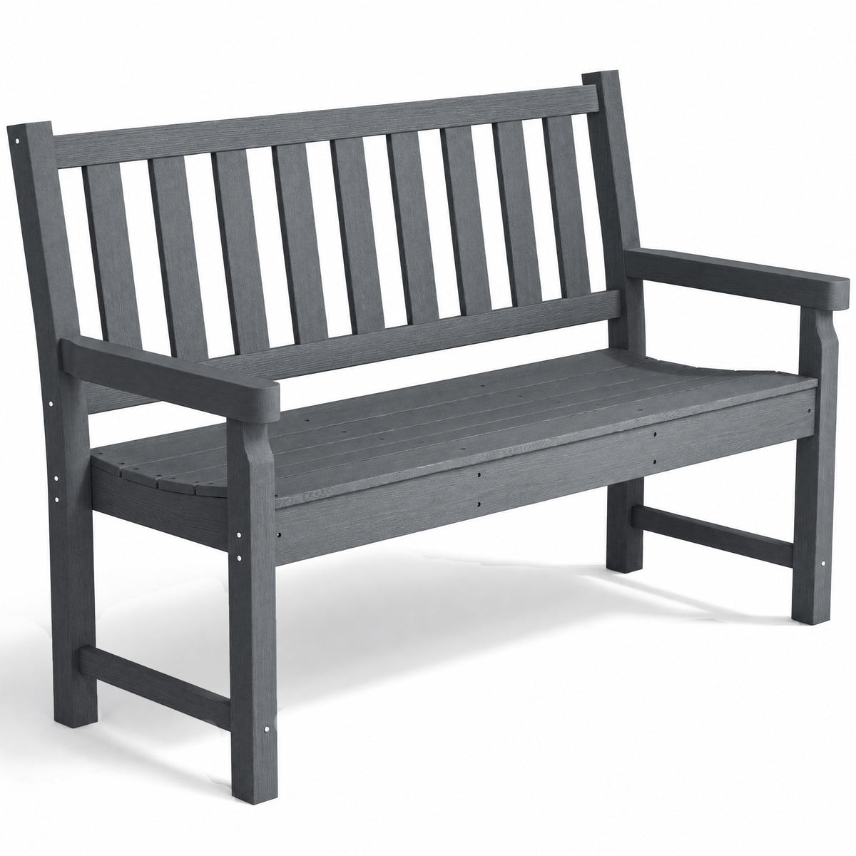 Gray HDPE Outdoor Bench, 48.8 in Wide