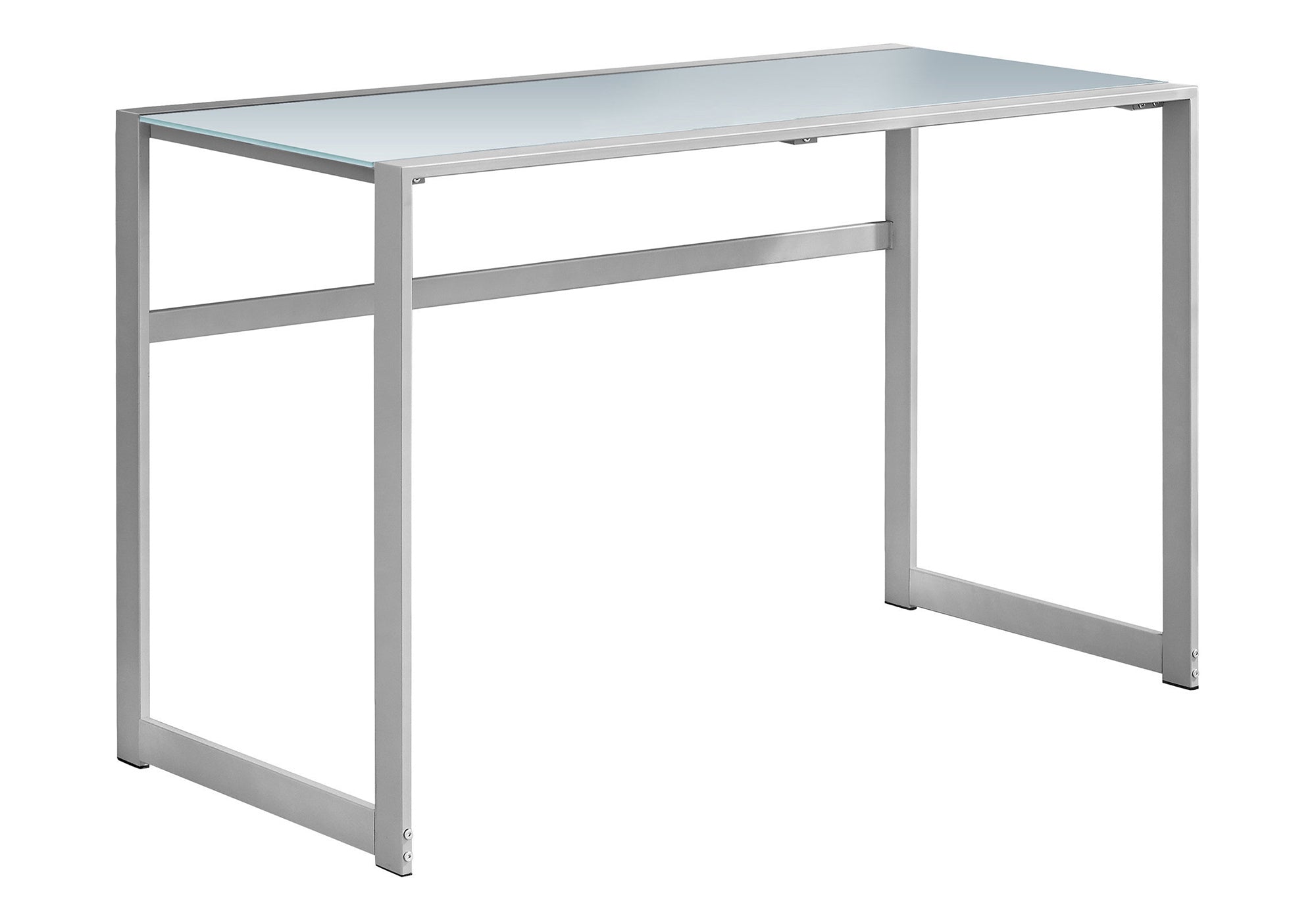 Contemporary Glass Computer Desk, 48 in, Silver