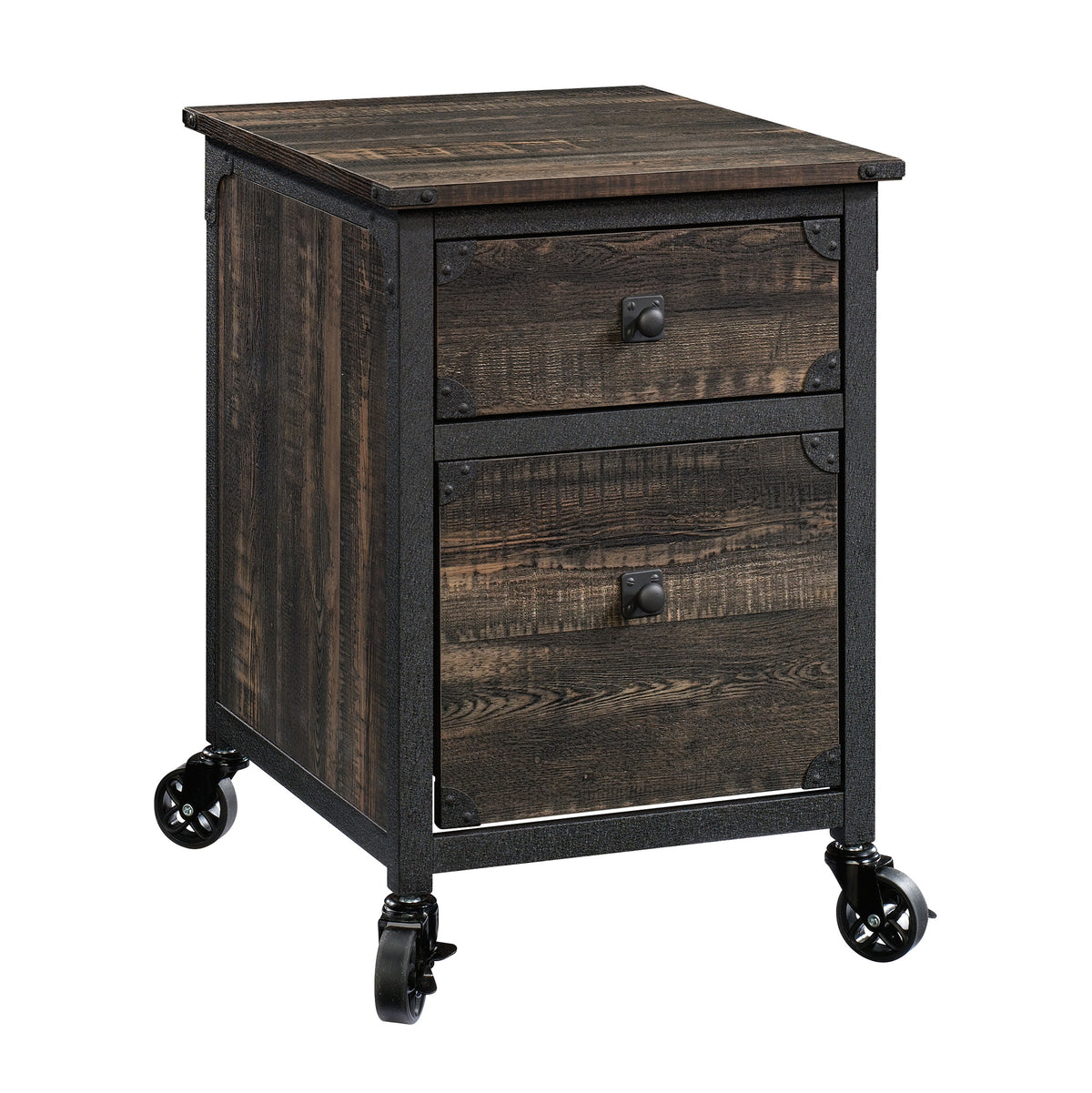 Rolling Industrial File Cabinet, 2 Drawers, 26.6 in Tall