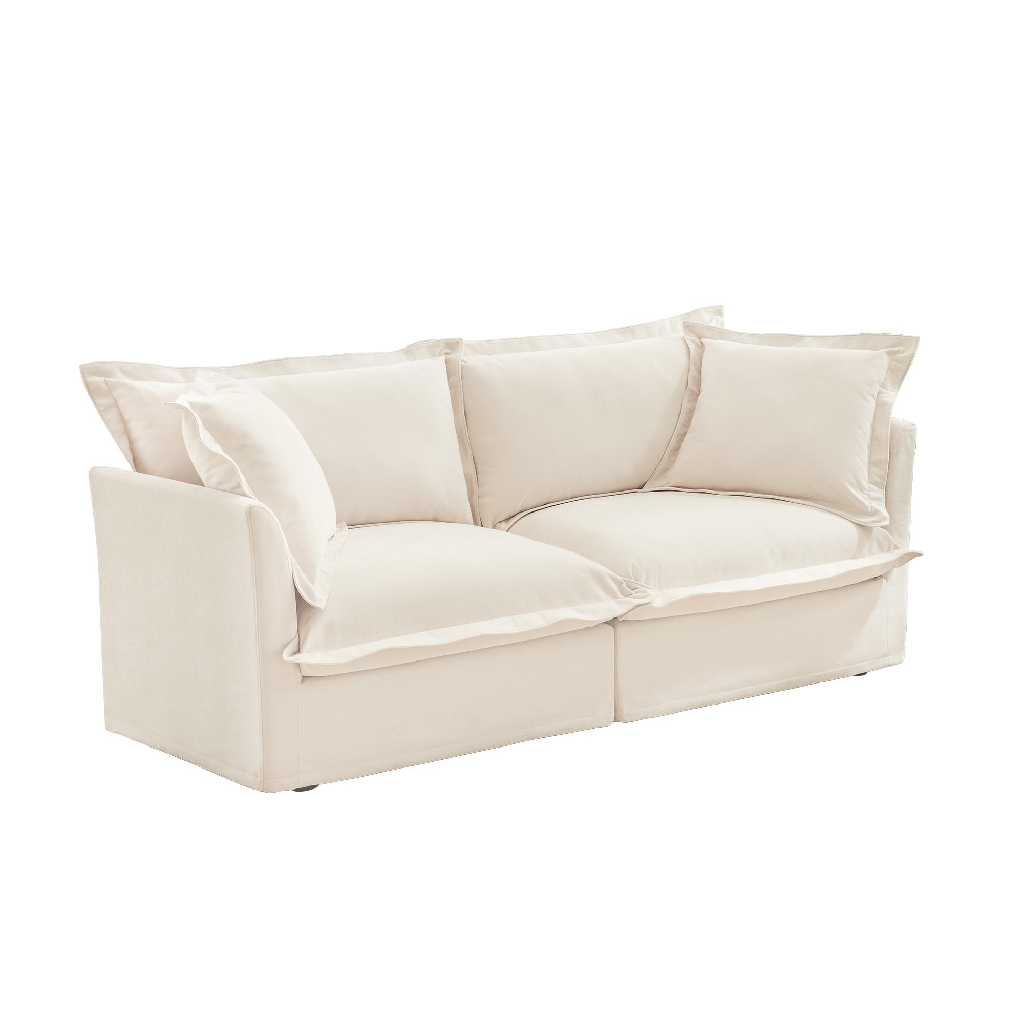 Fluffy 2-Seat Modular Sofa in Chenille Cream #OttOnly_0 #Fabric_Chenille Cream