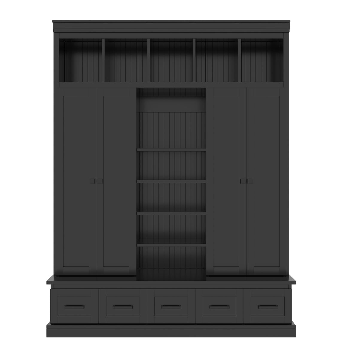 Black Hall Tree with Bench, 62.4 in Wide