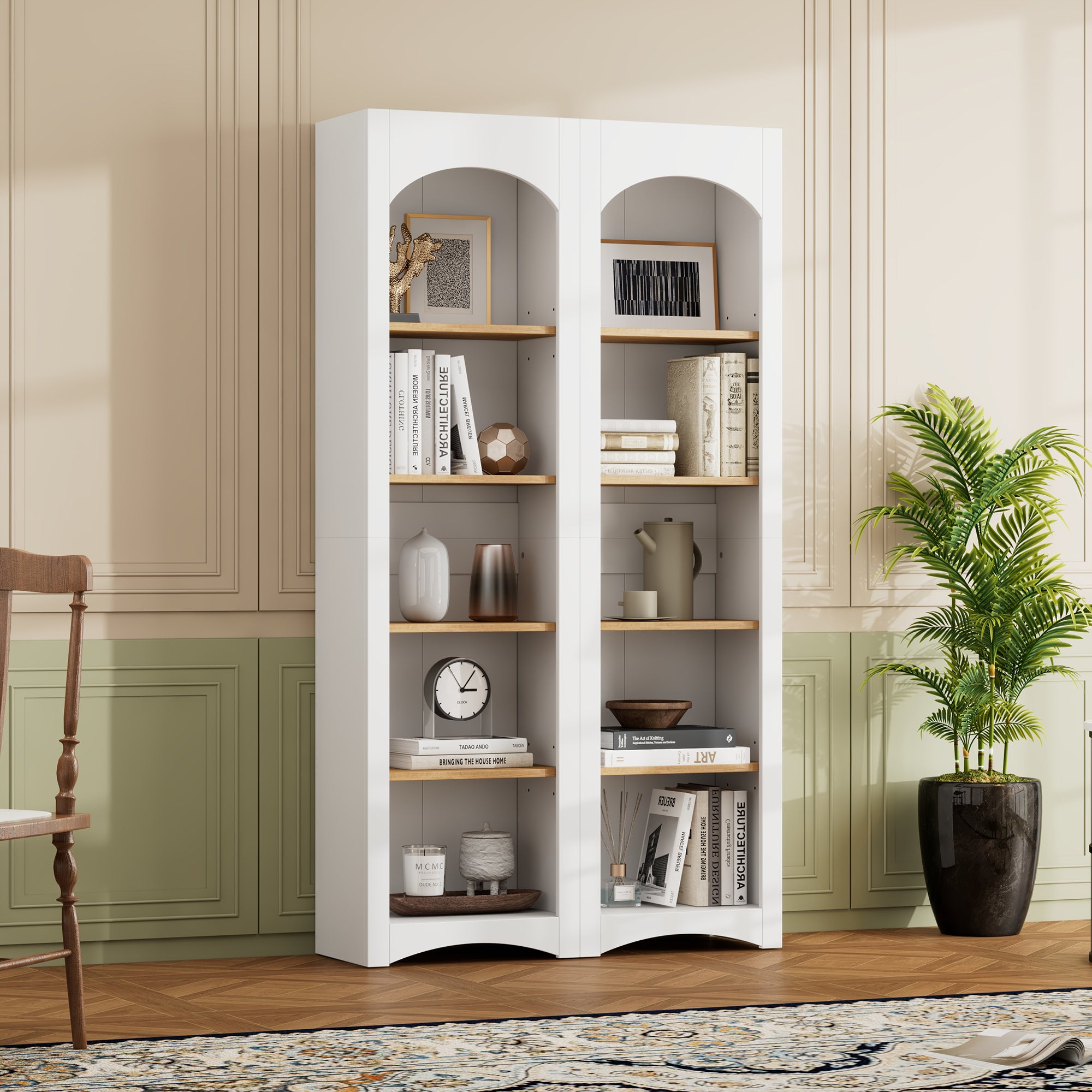 Farmhouse Storage Cabinet, 8 Shelves, 72 in Tall, White