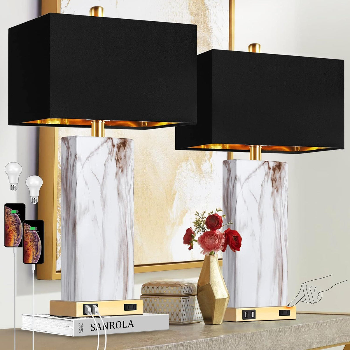 Black Modern Dimmable Table Lamp