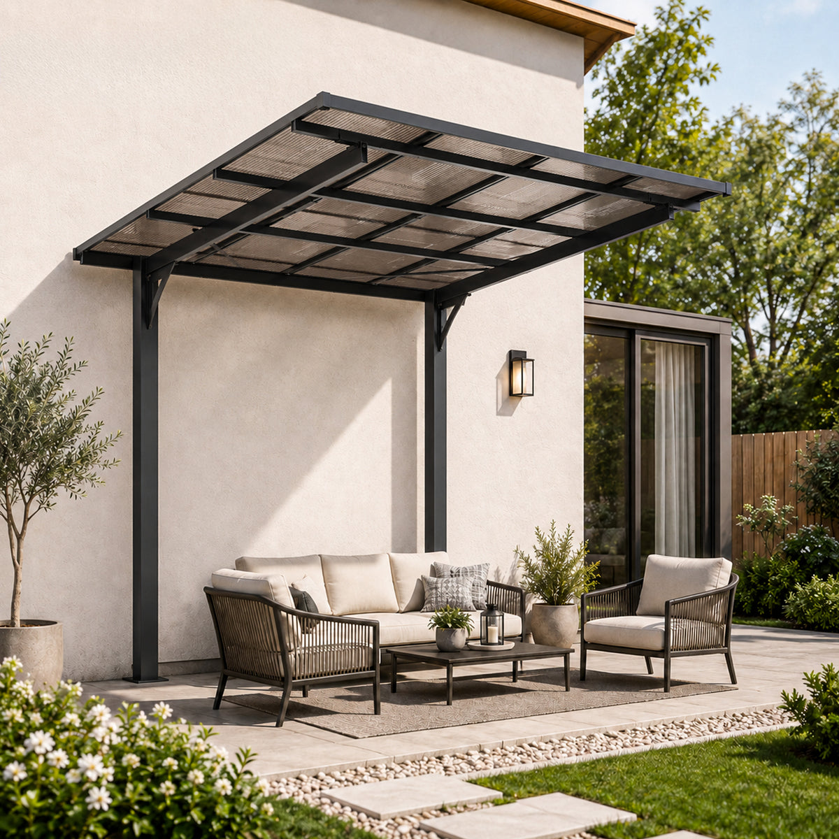 8x8 ft Black Metal Carport