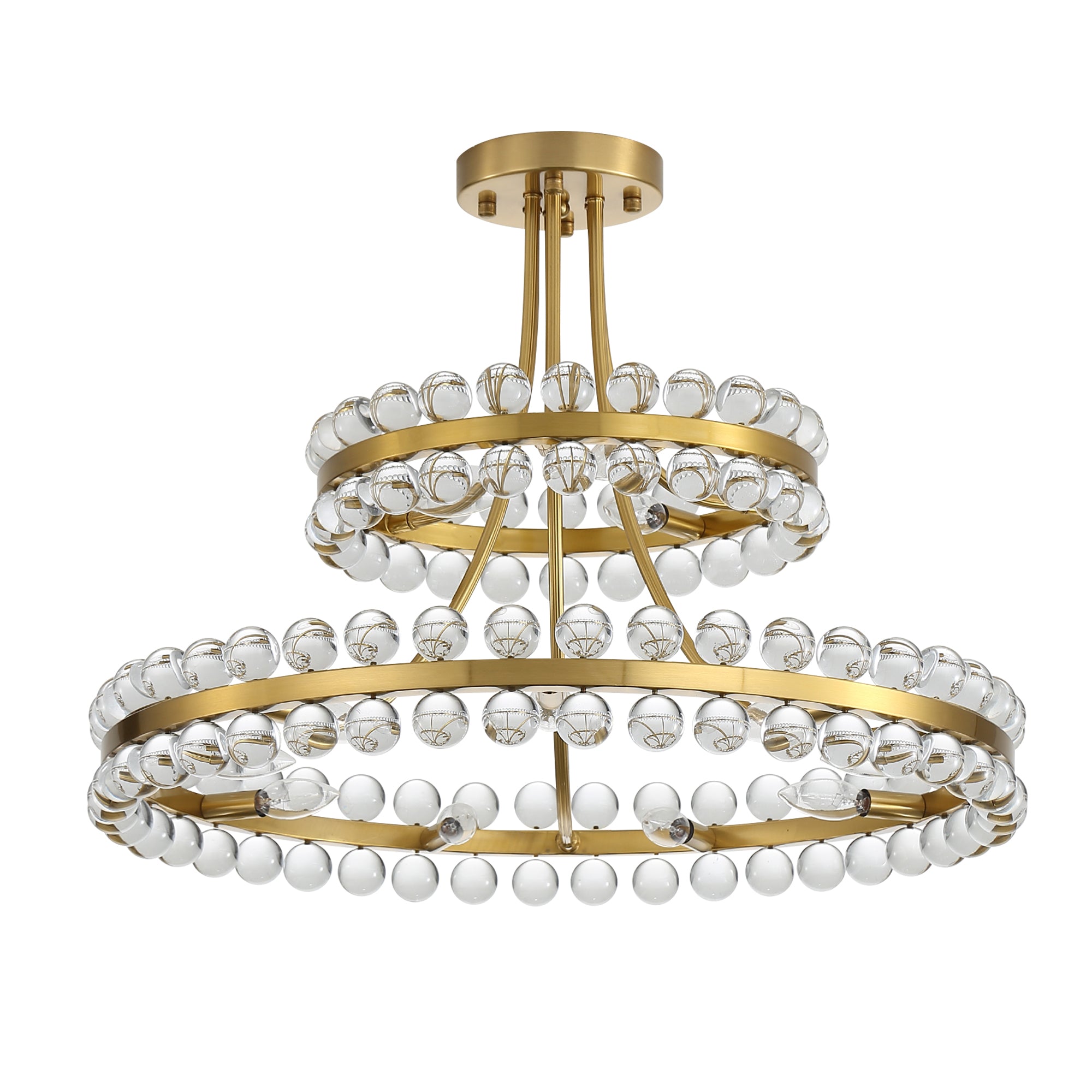 Bronze Modern Crystal Chandelier, 27 in, Crystal and Metal