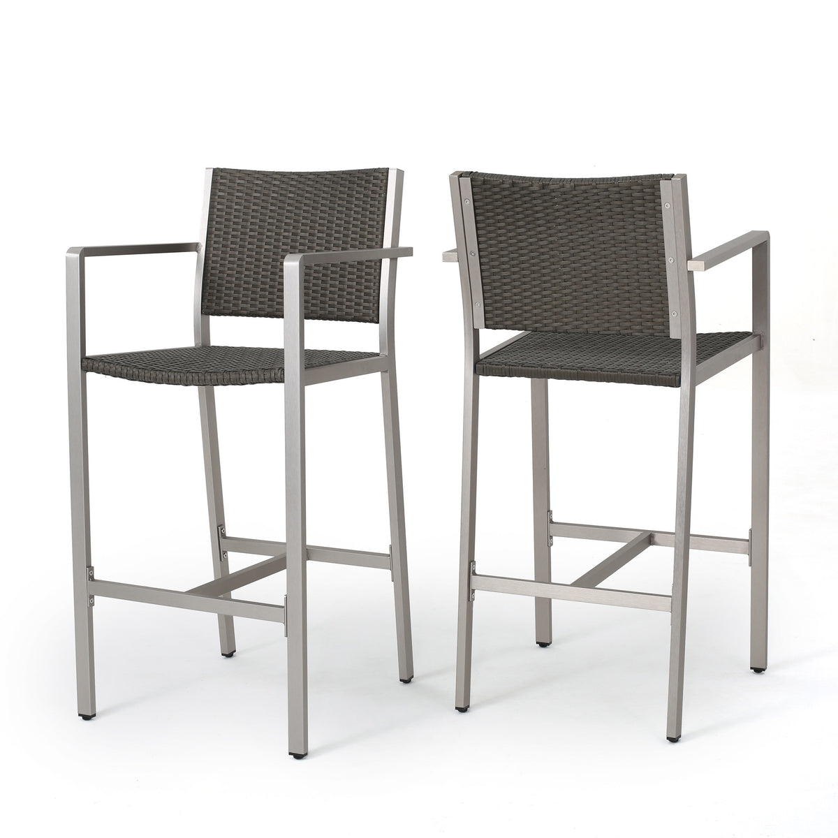 Silver Aluminum Outdoor Bar Stool