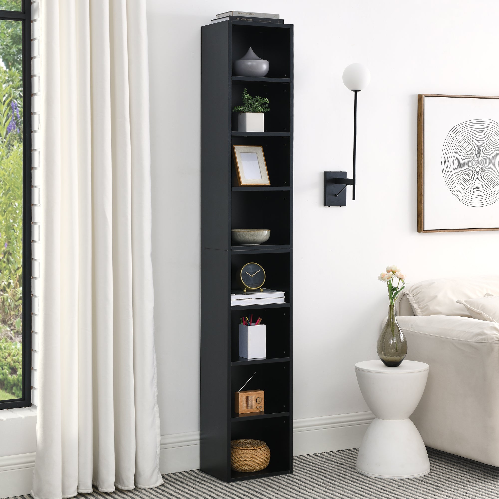 Iron Storage Cabinet, 8 Shelves, 70.9 in Tall, Black