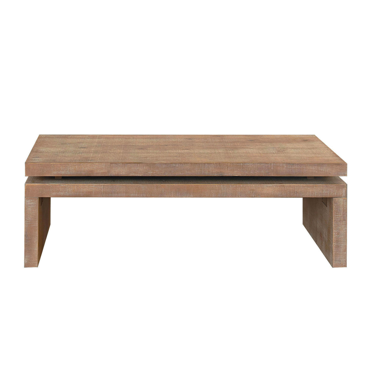 Natural Rustic Floating-Top Rectangular Coffee Table, 47.6 in