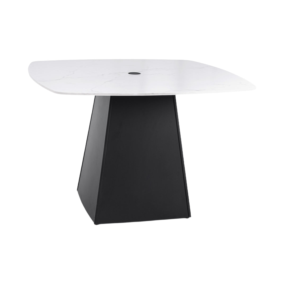 Black Aluminum Rounded Square Outdoor Dining Table, 44.2 in Wide