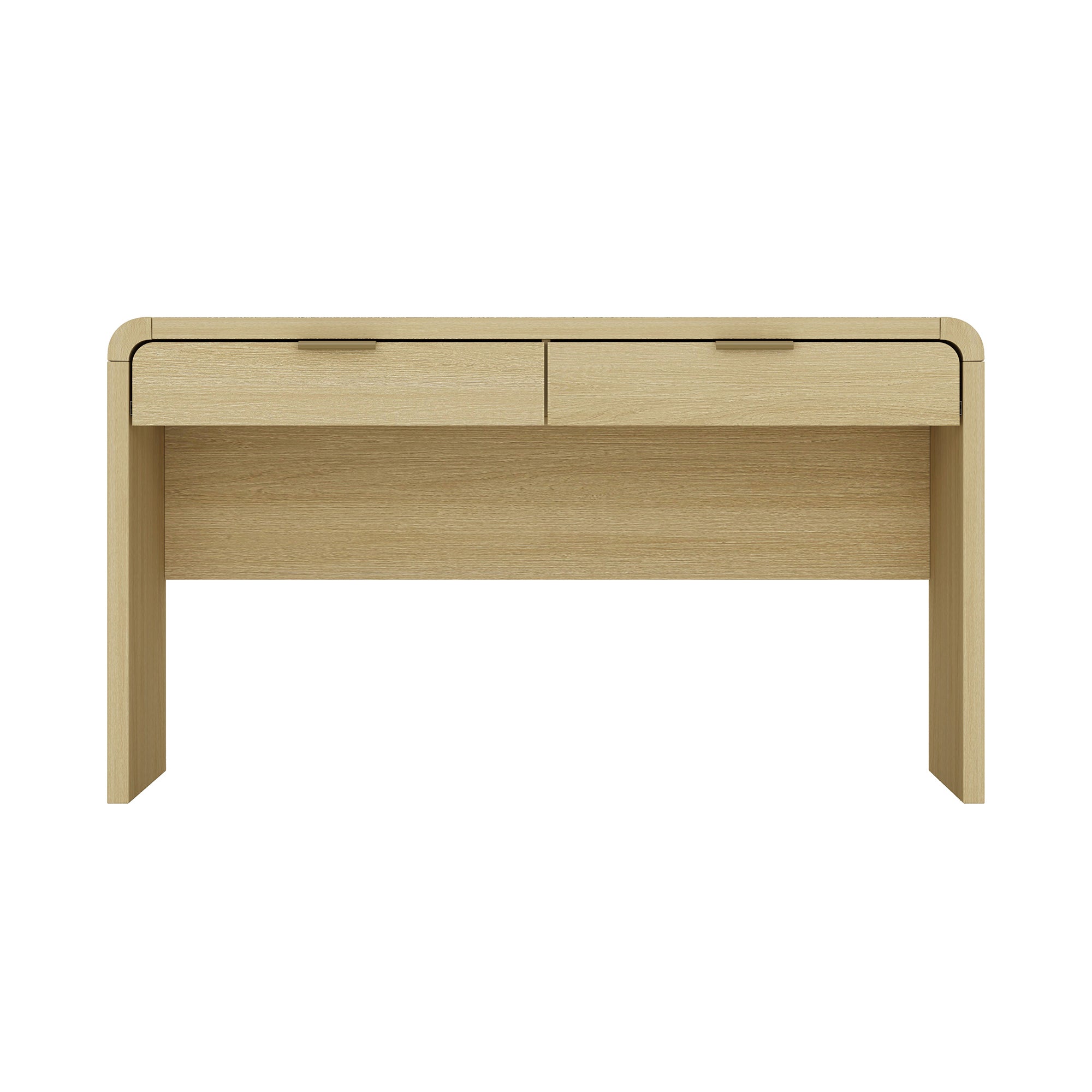Minimalist Computer Desk, 2 Drawers, 54 in, Natural