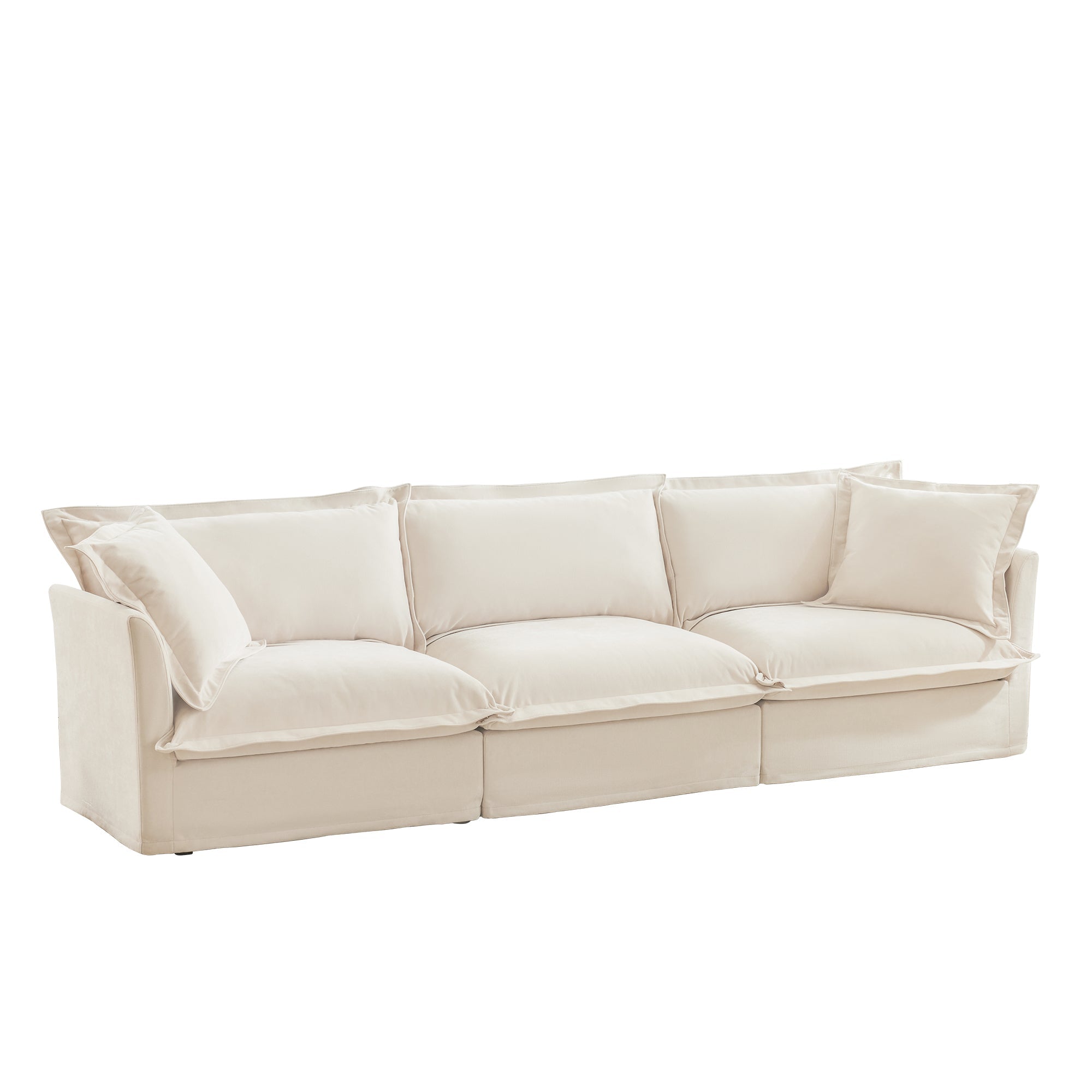 Fluffy 3-Seat Modular Sofa in Chenille Cream #OttOnly_0 #Fabric_Chenille Cream