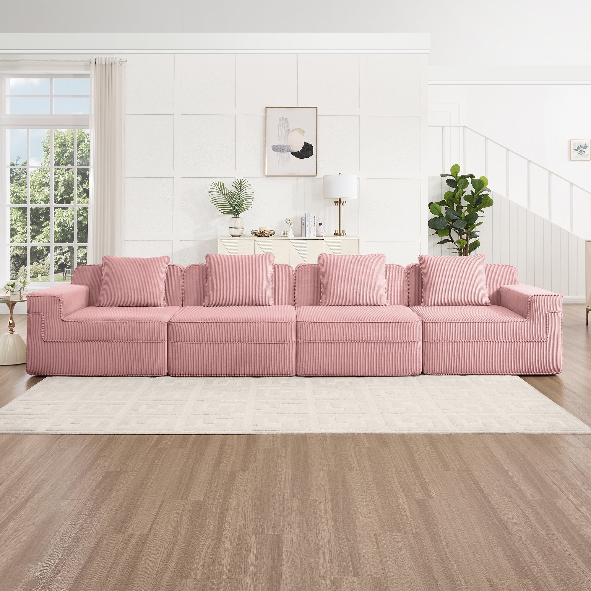 Hudson 4-Seat Boneless Couch in Pink #OttOnly_0 #Color_Pink